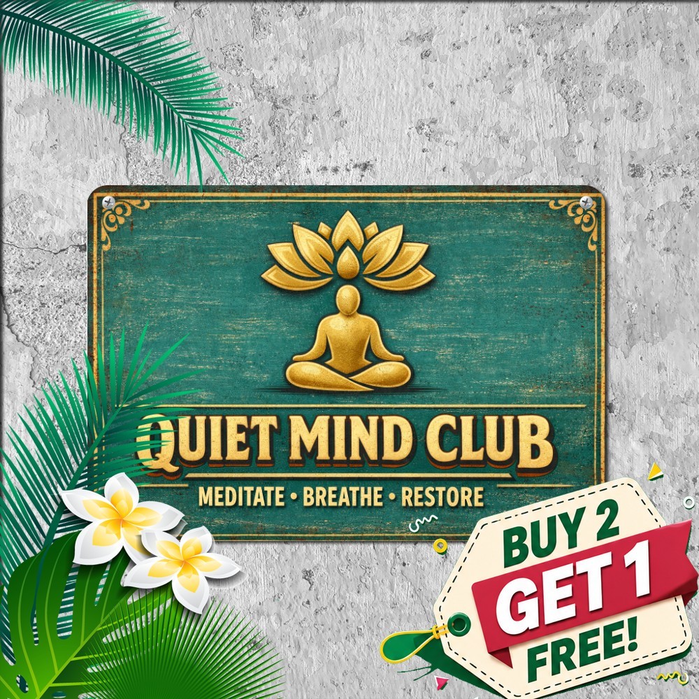Zen Den Peaceful Yoga Studio Sign Spiritual Mindful Meditation Metal Tin Plaque