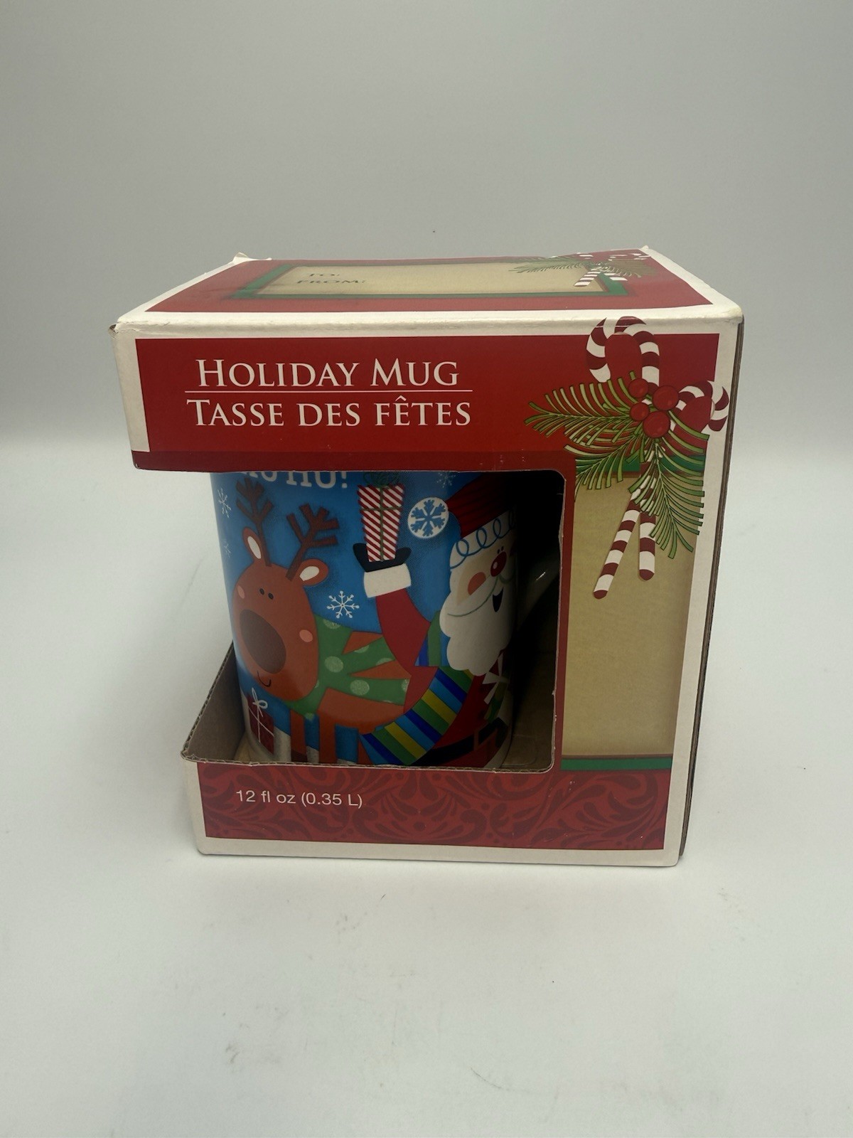 Holiday Christmas Mug Santa Reindeer Ho Ho Ho 12 oz Ceramic Mug w/ Box NEW Holiday Christmas Mug Santa Reindeer Ho Ho Ho 12 oz Ceramic Mug w/ Box NEW