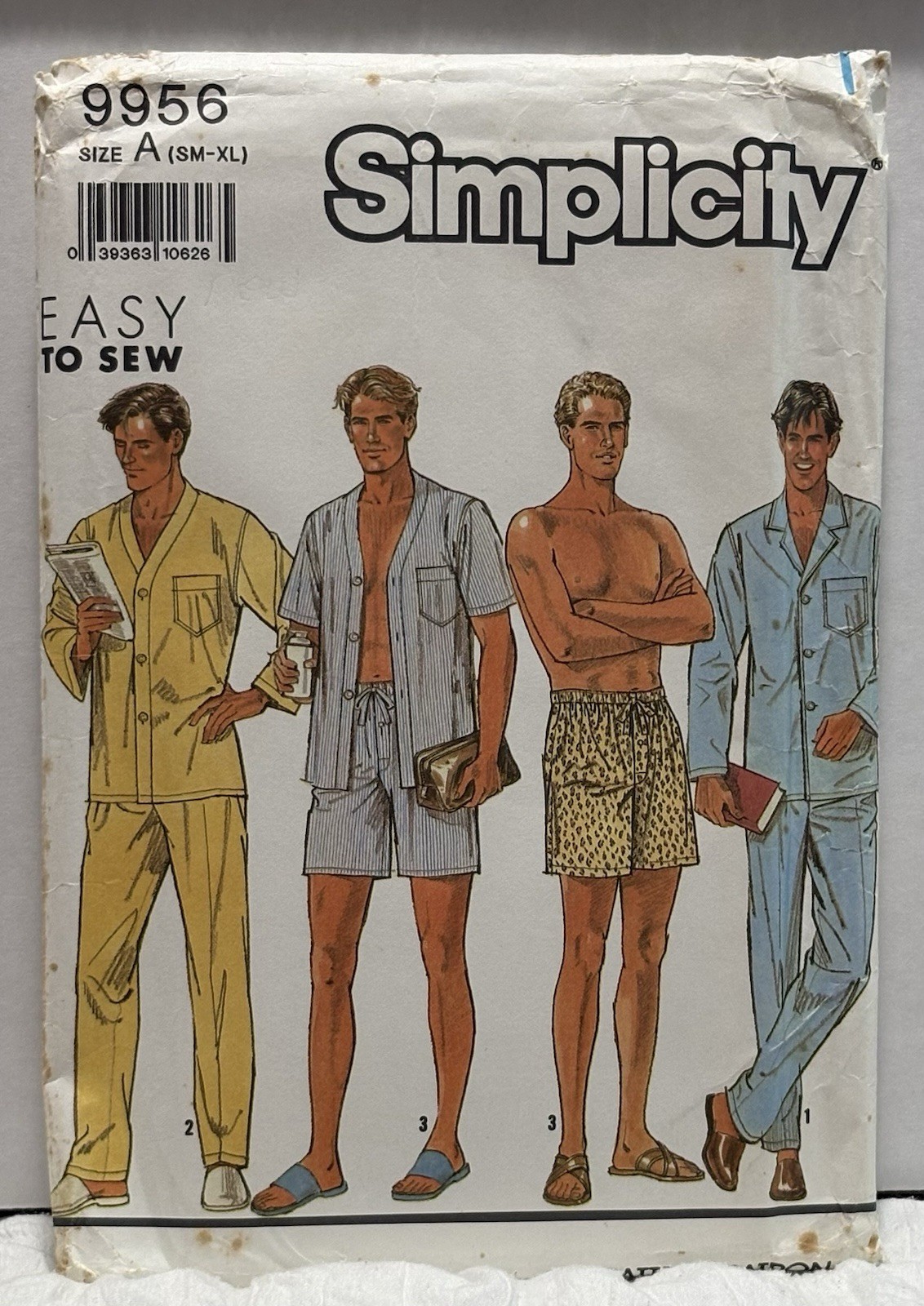 Simplicity 9956 Size S-XL Men’s Pajamas PREOWNED UNUSED 