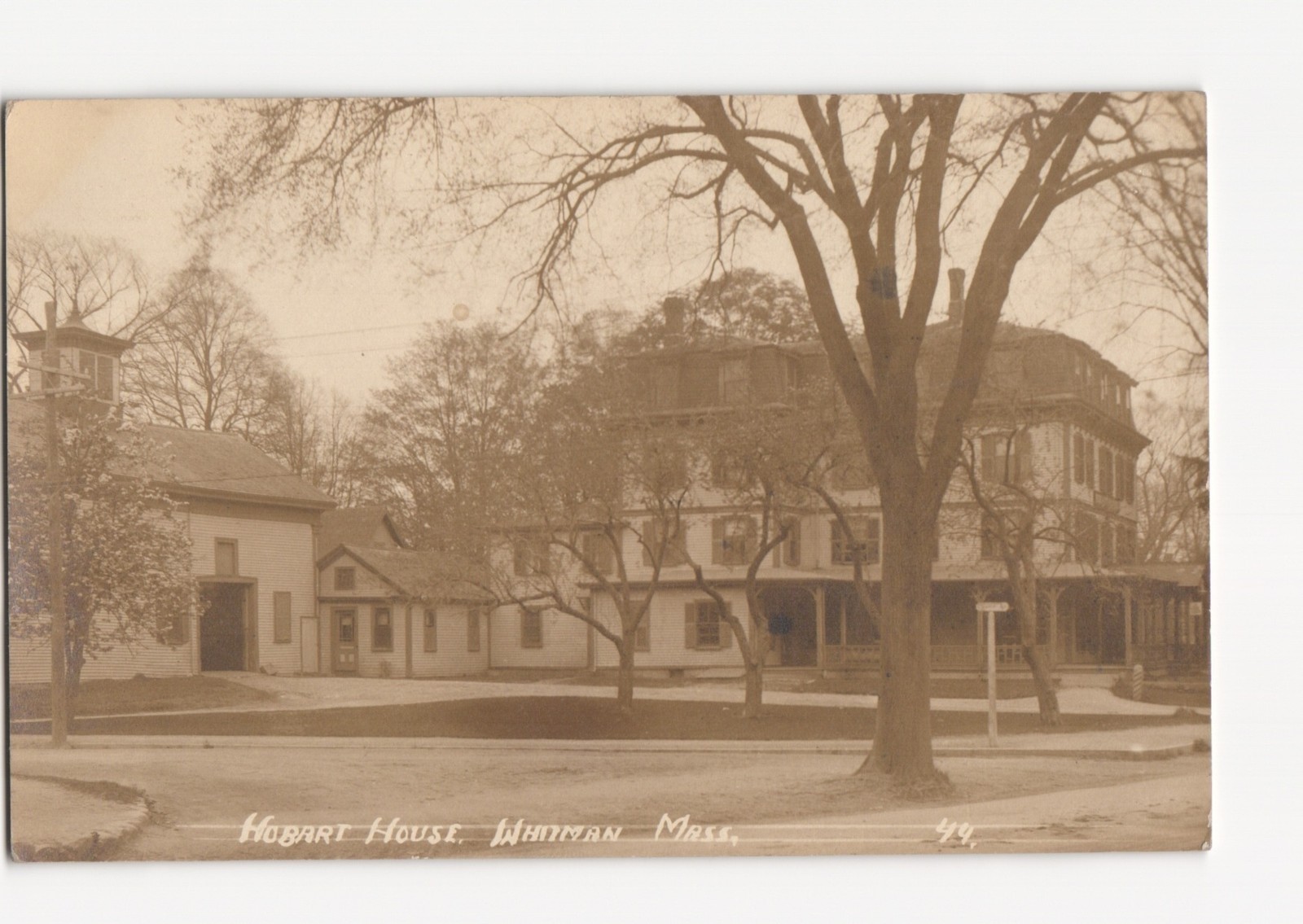 RPPC Hobart House Whitman Massachusetts 1913 Postmark Building Street Scene RPPC Hobart House Whitman Massachusetts 1913 Postmark Building Street Scene