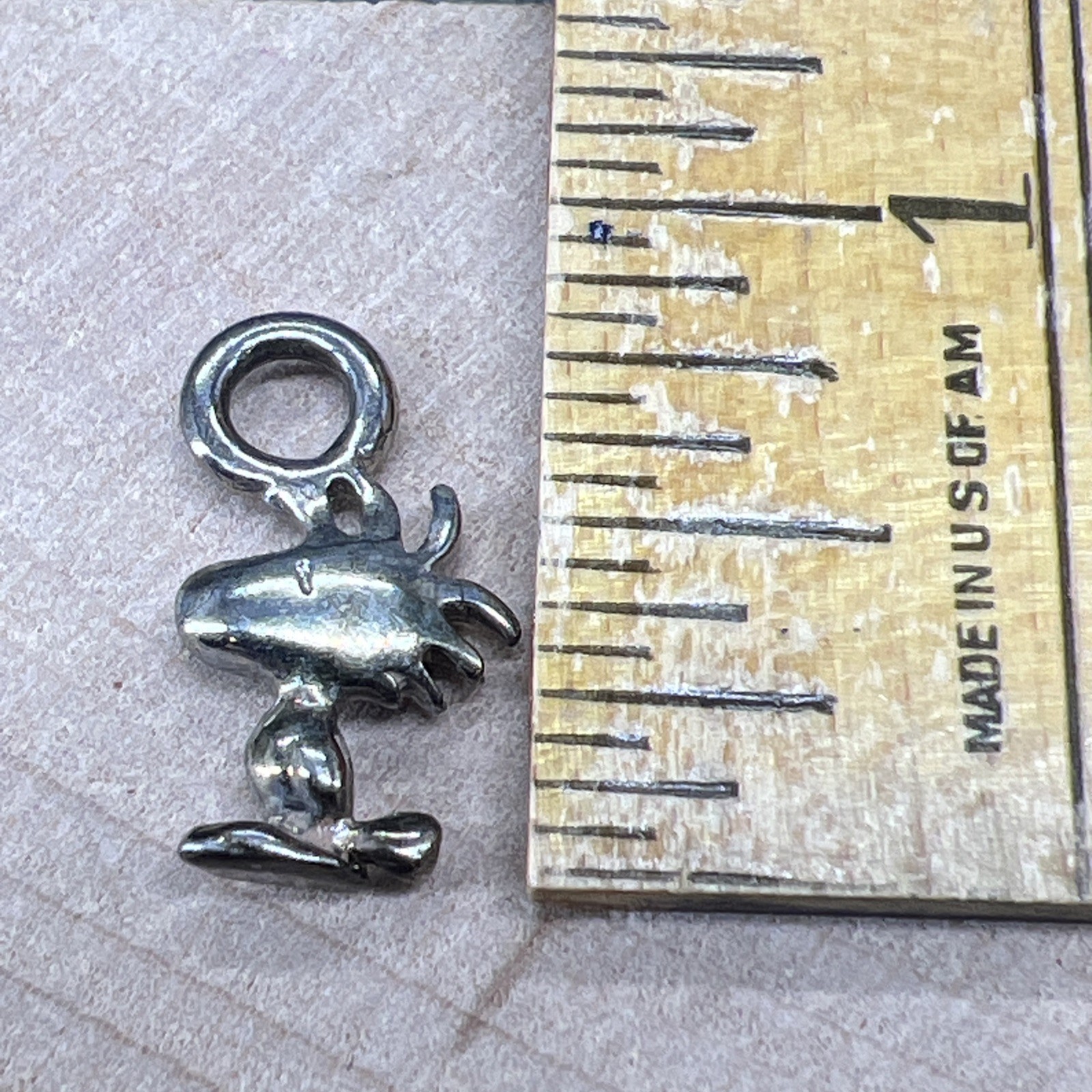 Vintage Peanuts Snoopy Woodstock Bird Charm Pendant Silver Tone Metal Jewelry