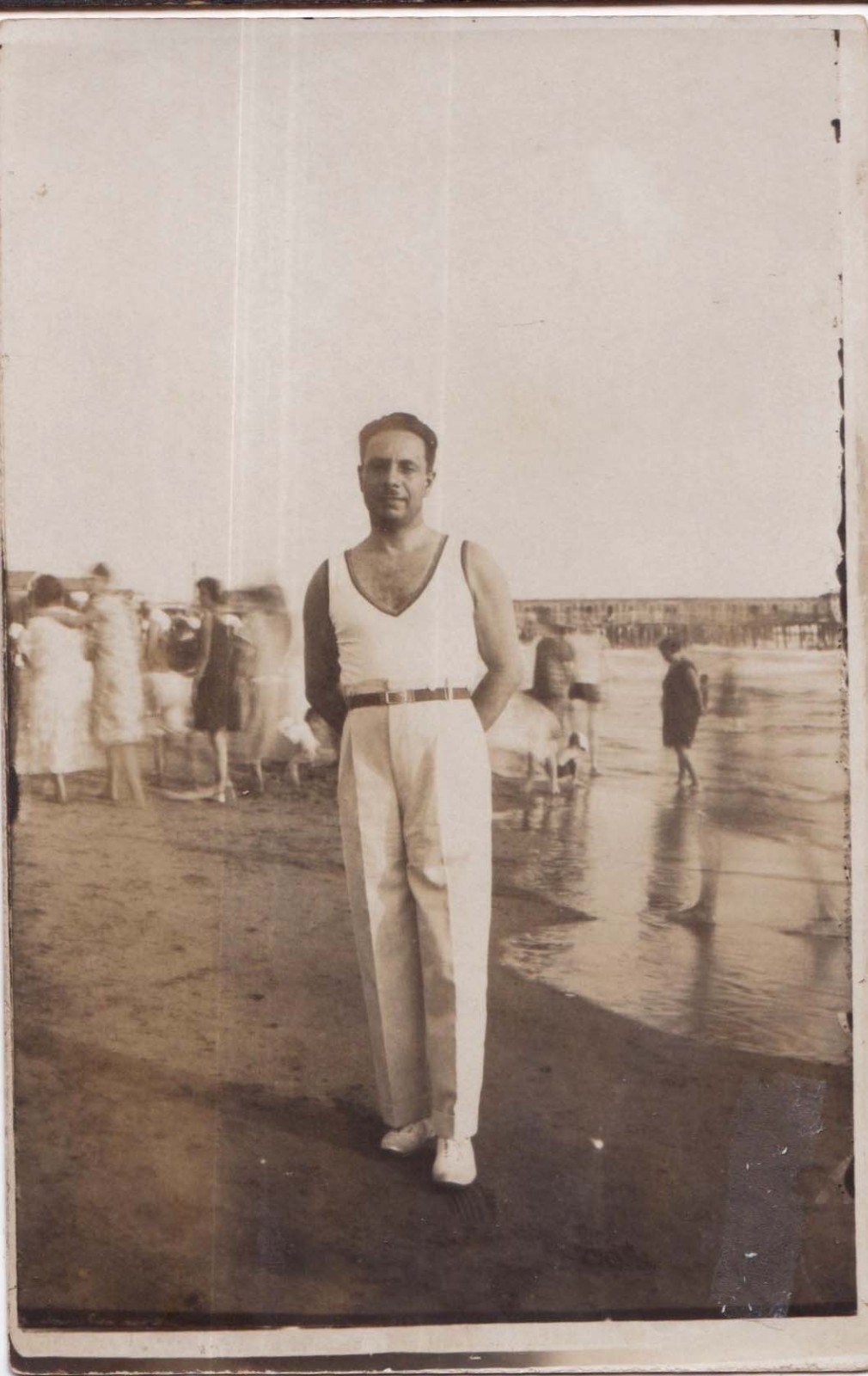 Vintage RPPC - Handsome hairy Italian at Viareggio (beach) -  Gay interest