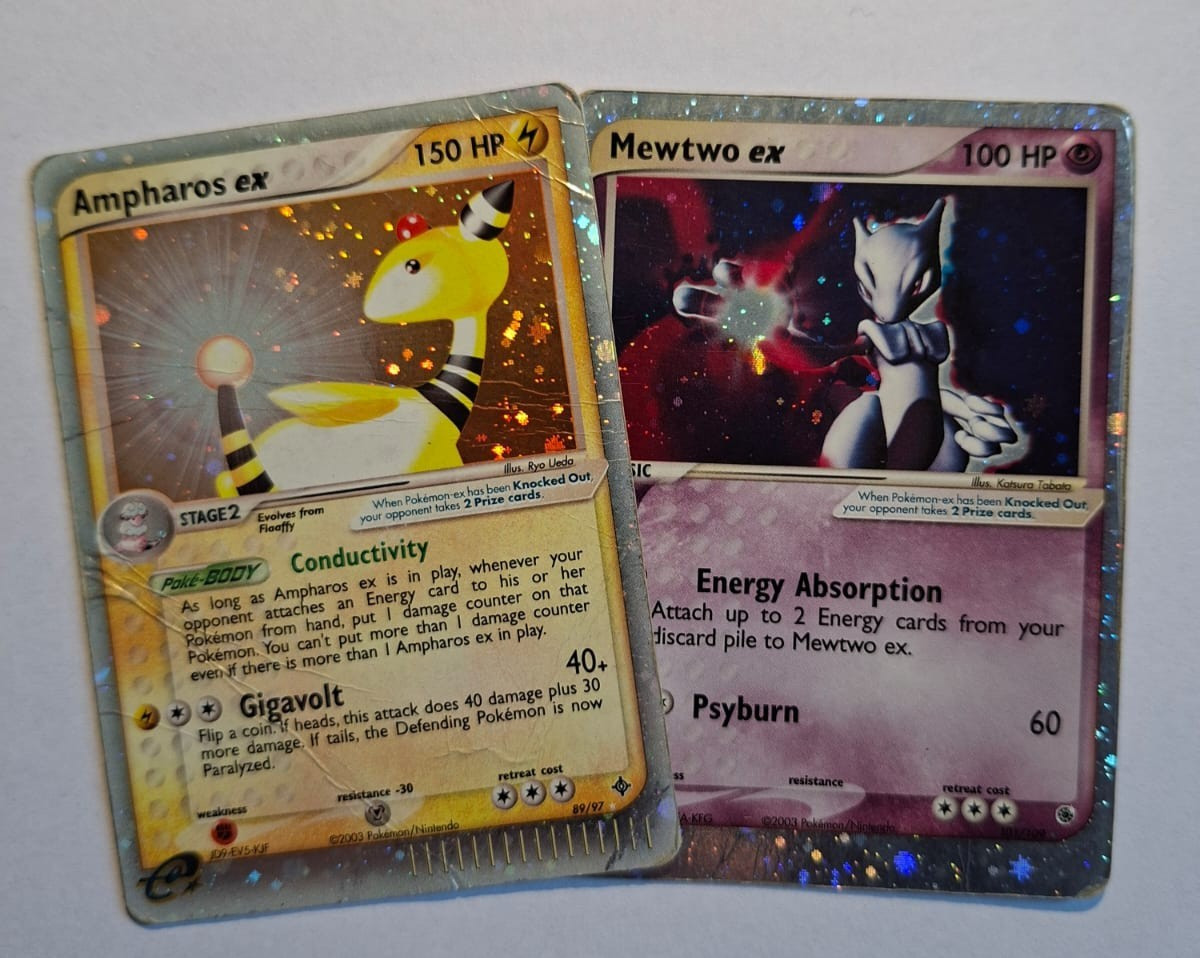 Pokemon Mewtwo EX #101/109 EX Ruby & Sapphire + Ampharos ex 89/97 ex DRAGO HP