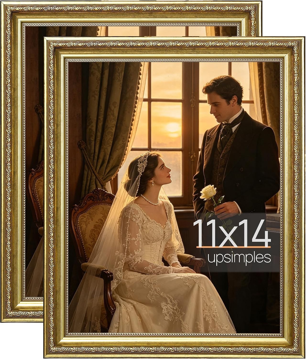 Elegant 11x14 Beaded Gold Frames - 2 Pack with Real HD Glass & Versatile Display Elegant 11x14 Beaded Gold Frames - 2 Pack with Real HD Glass & Versatile Display