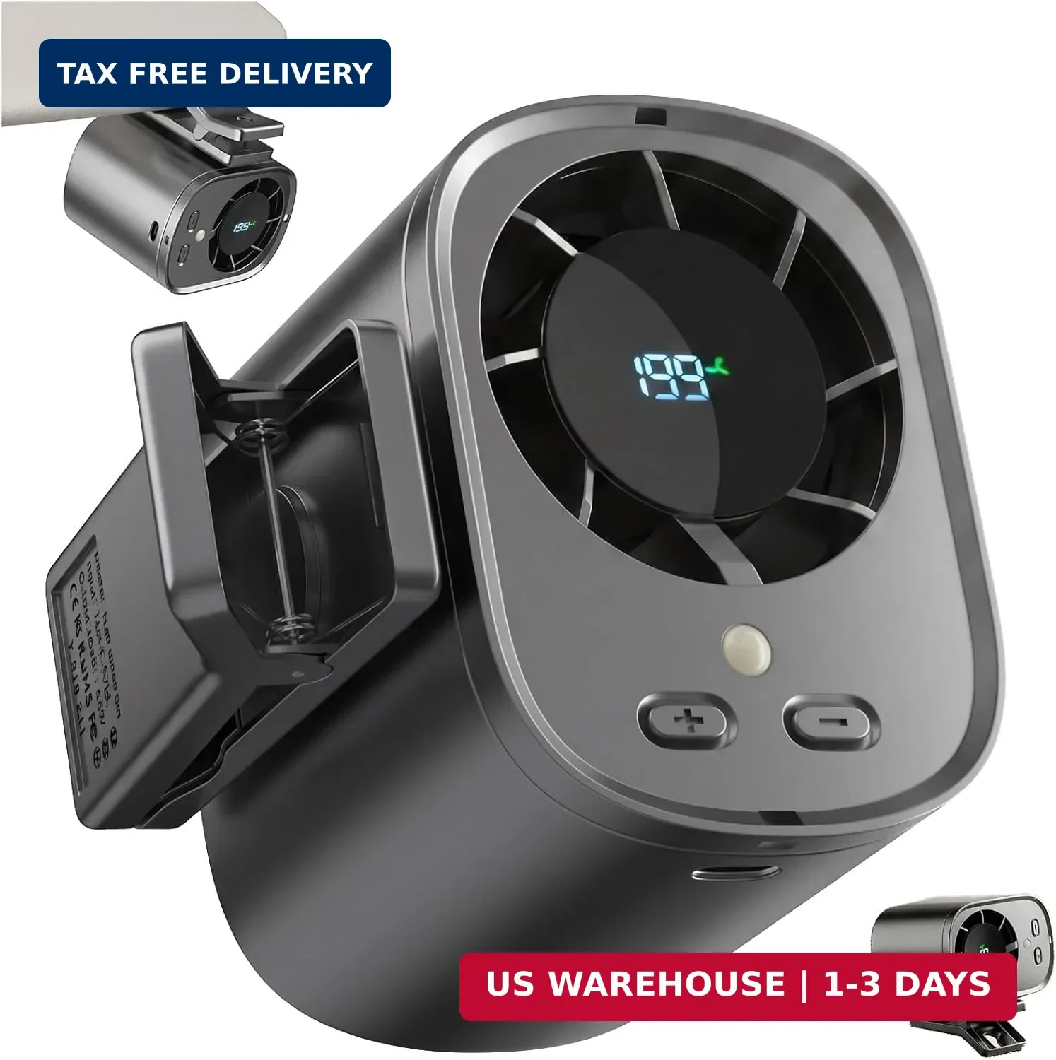 Portable Clip on Air Conditioner Fan for Car with LED Display, 360° Rotation 199 Portable Clip on Air Conditioner Fan for Car with LED Display, 360° Rotation 199