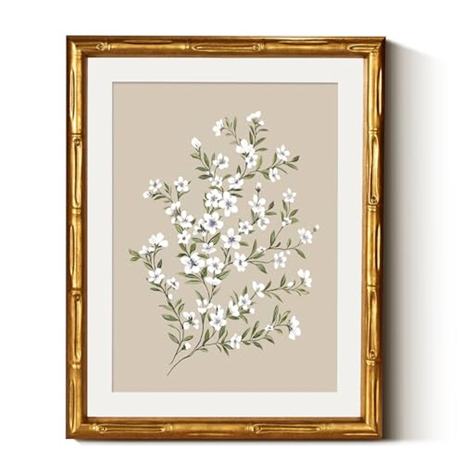 WHASAYART Vintage Flower Gold Bamboo Textured Framed Print Wall Art 11 WHASAYART Vintage Flower Gold Bamboo Textured Framed Print Wall Art 11