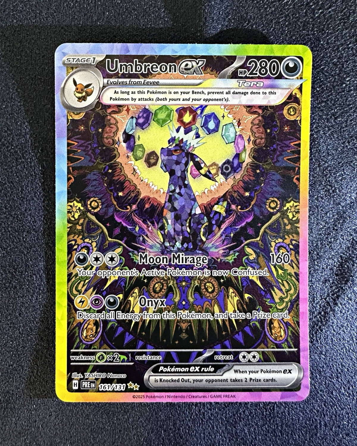 2025 Pokemon Umbreon ex 161/131 Prismatic Evolutions Special Illustration Rare