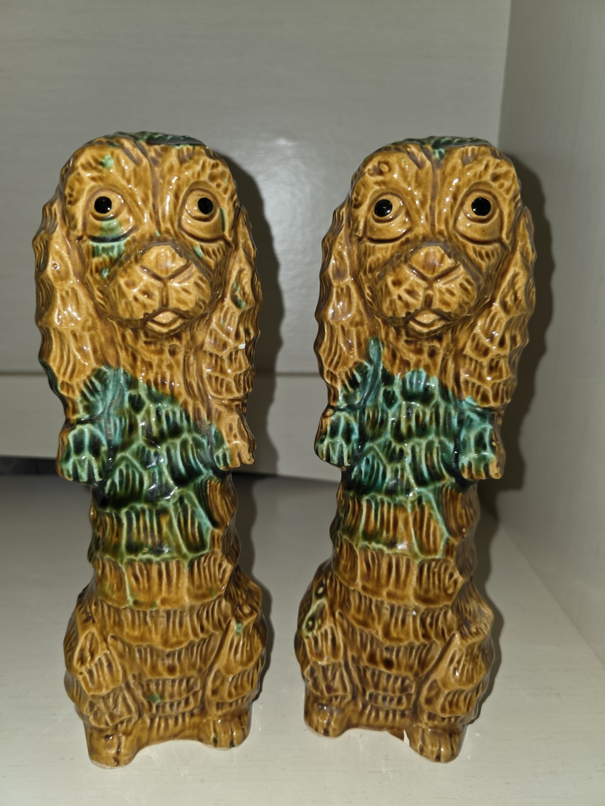 VTG Japan Green Brown Poodle Spaniel \