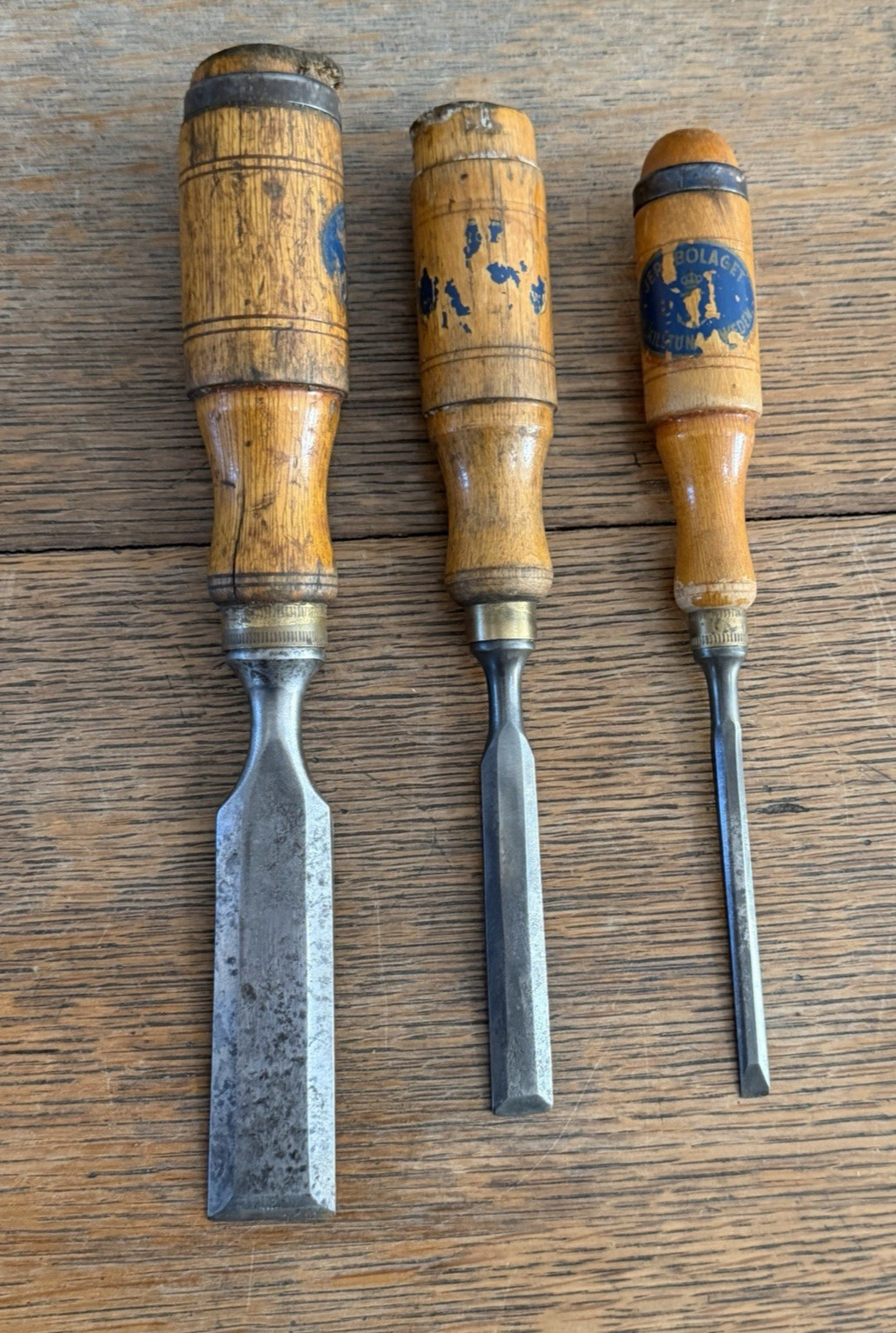 Set of  3 vintage JERNBOLAGET  ESKILSTUNA Wood Chisels Sweden Berg woodworking 1