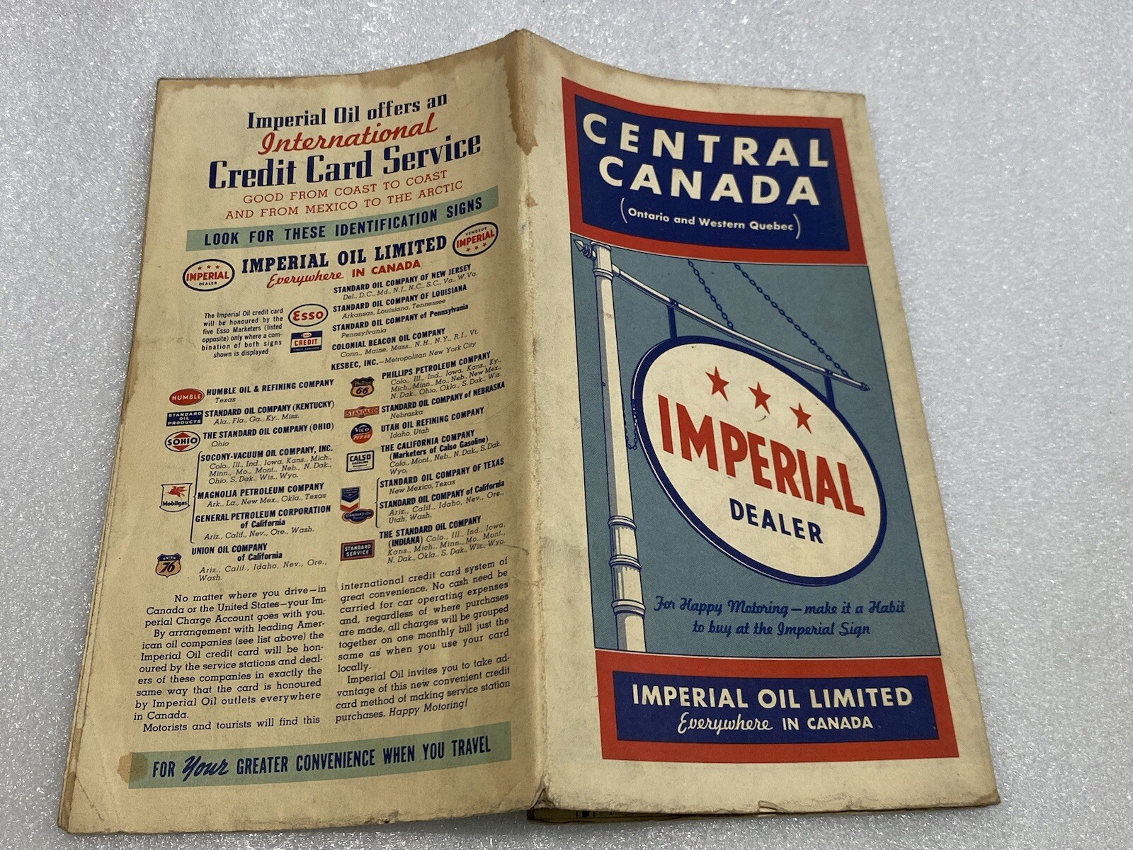 Vtg 1940 Imperial Oil Co Central Canada Map Ontario & Western Quebec