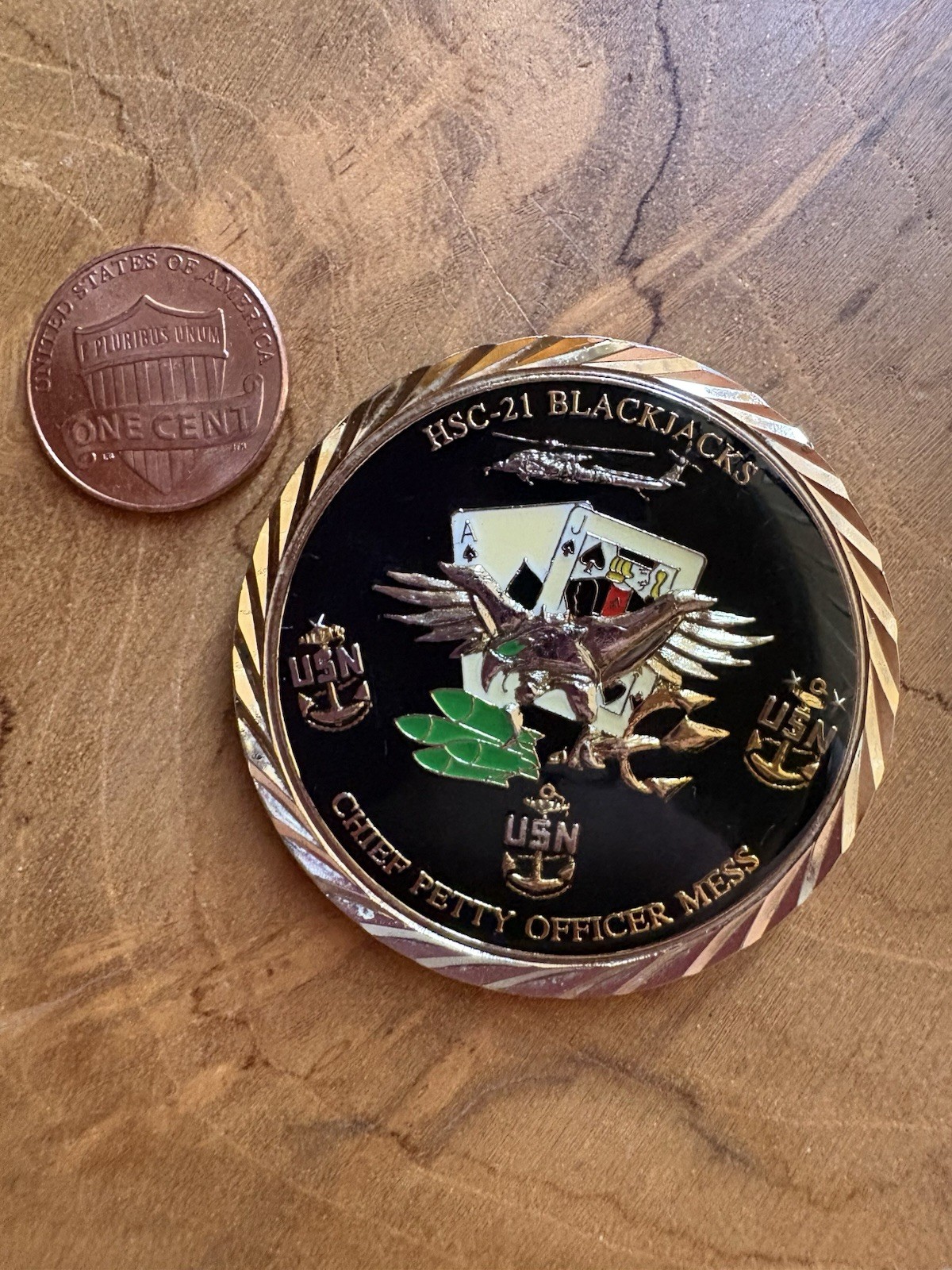 US Navy HSC-21 Blackjacks Chief Petty Officer Mess Challenge Coin CPO 1893 RARE