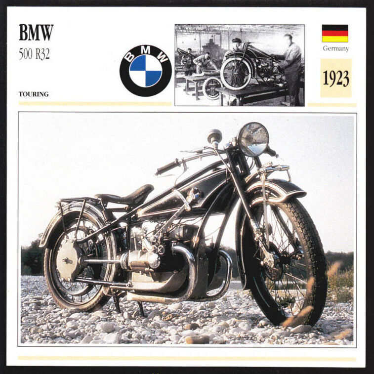 1923 BMW 500cc R32 (494cc) 1st Beamer Motorcycle Photo Spec Sheet Info Stat Card