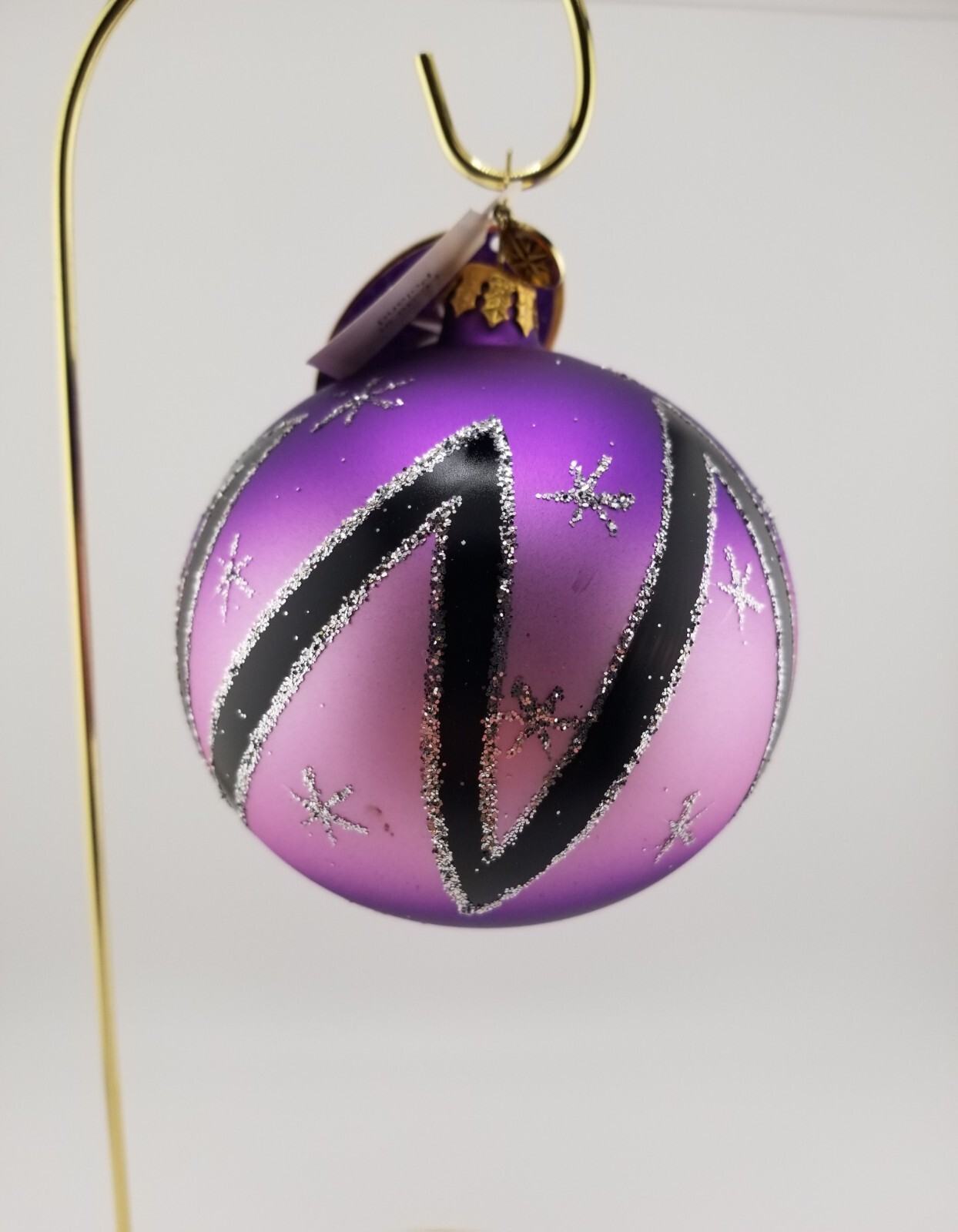 Christopher Radko - Bright Black Stripes #1016996 Purple Zig Zag Ball 