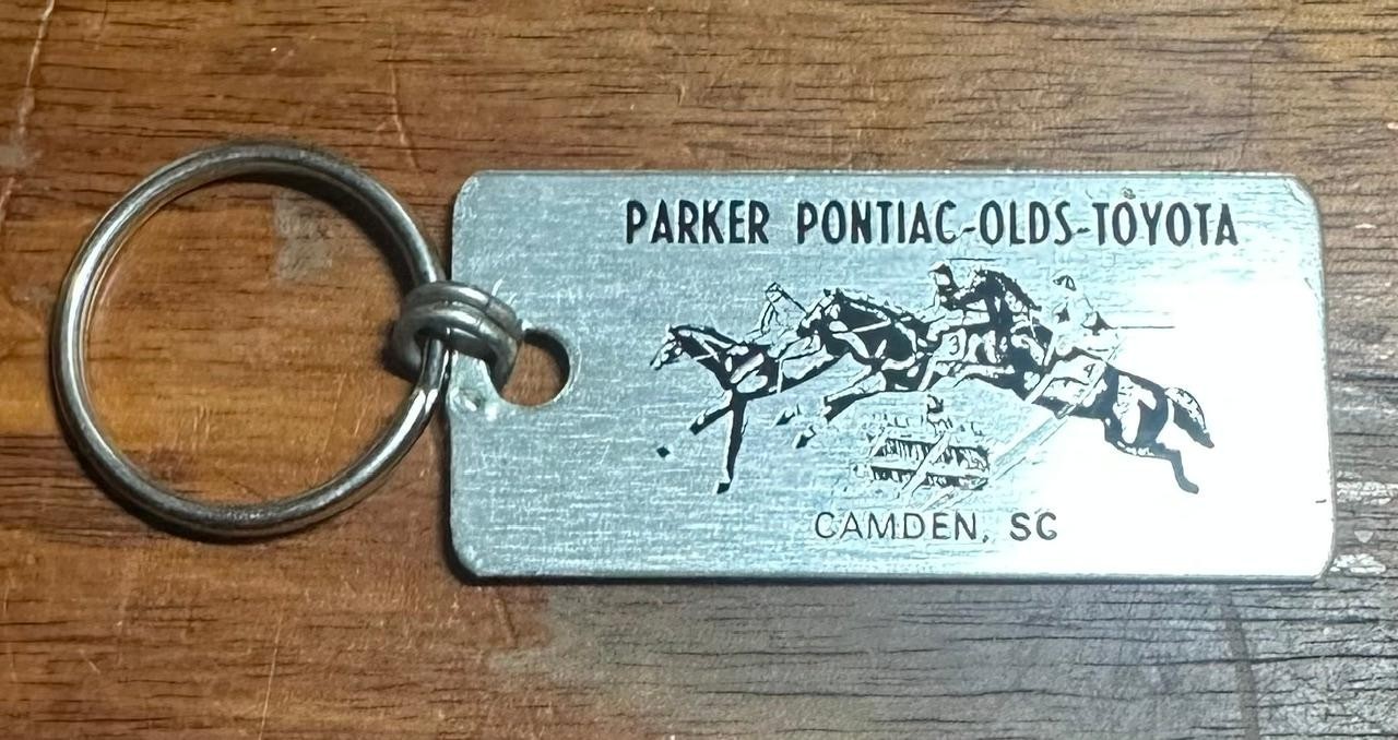 Vintage Camden SC Home of  Carolina Cup Keychain FOB Parker Pontiac Olds Toyota