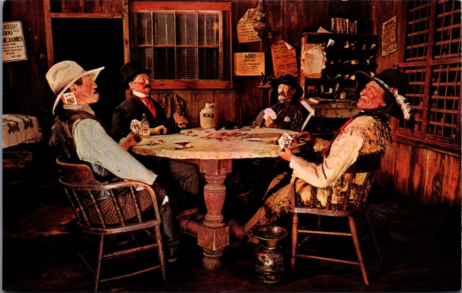Knott\'s Berry Farm Ghost Town Sheriff\'s Office Poker Game Postcard 1965