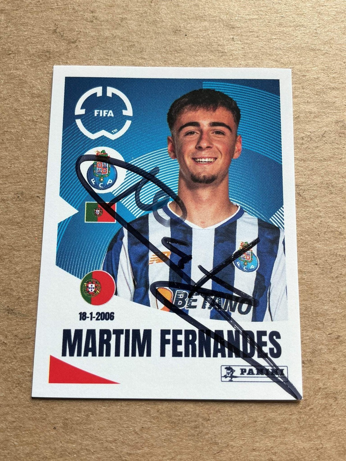 Martim Fernandes, Portugal 🇵🇹 FC Porto Club World Cup 2025 Panini hand signed