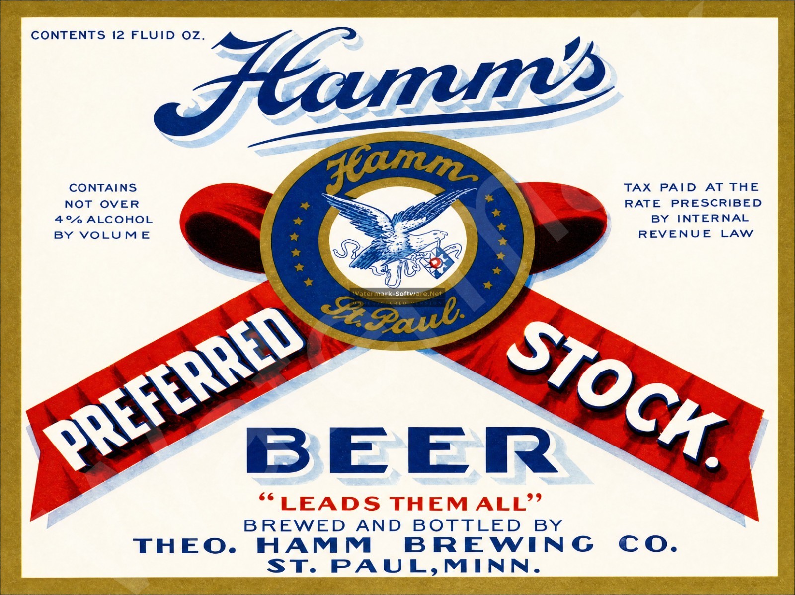 Hamm\'s Preferred Stock Beer Label Metal Sign 3 Sizes to Choose From y44