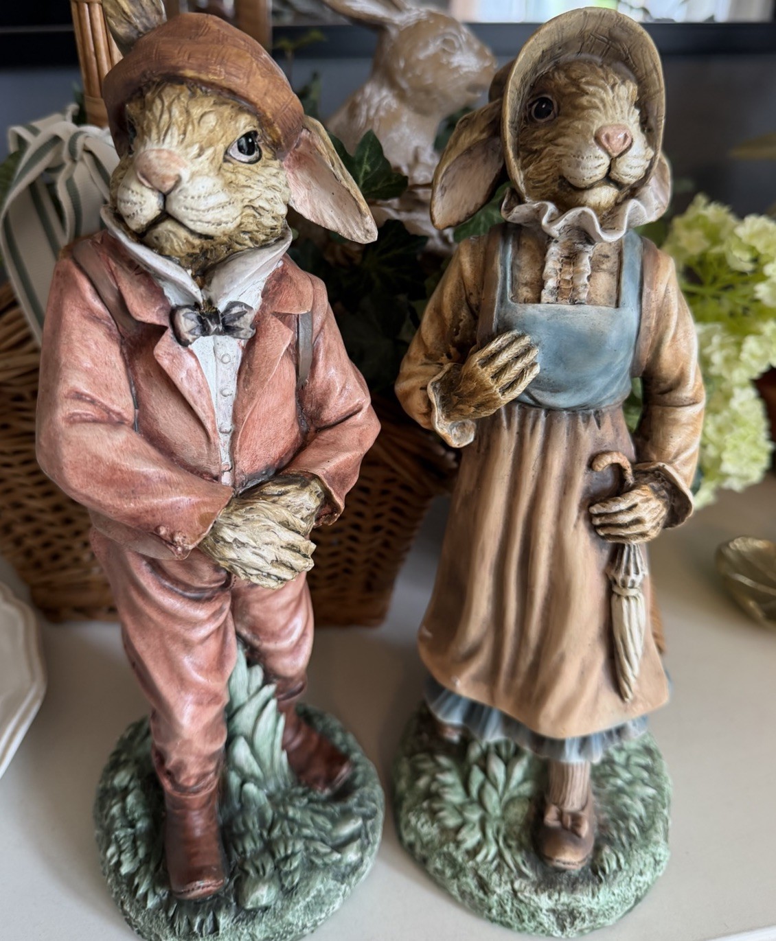 Vintage Henri Chrisdon Mr And Mrs Rabbit With Baskets