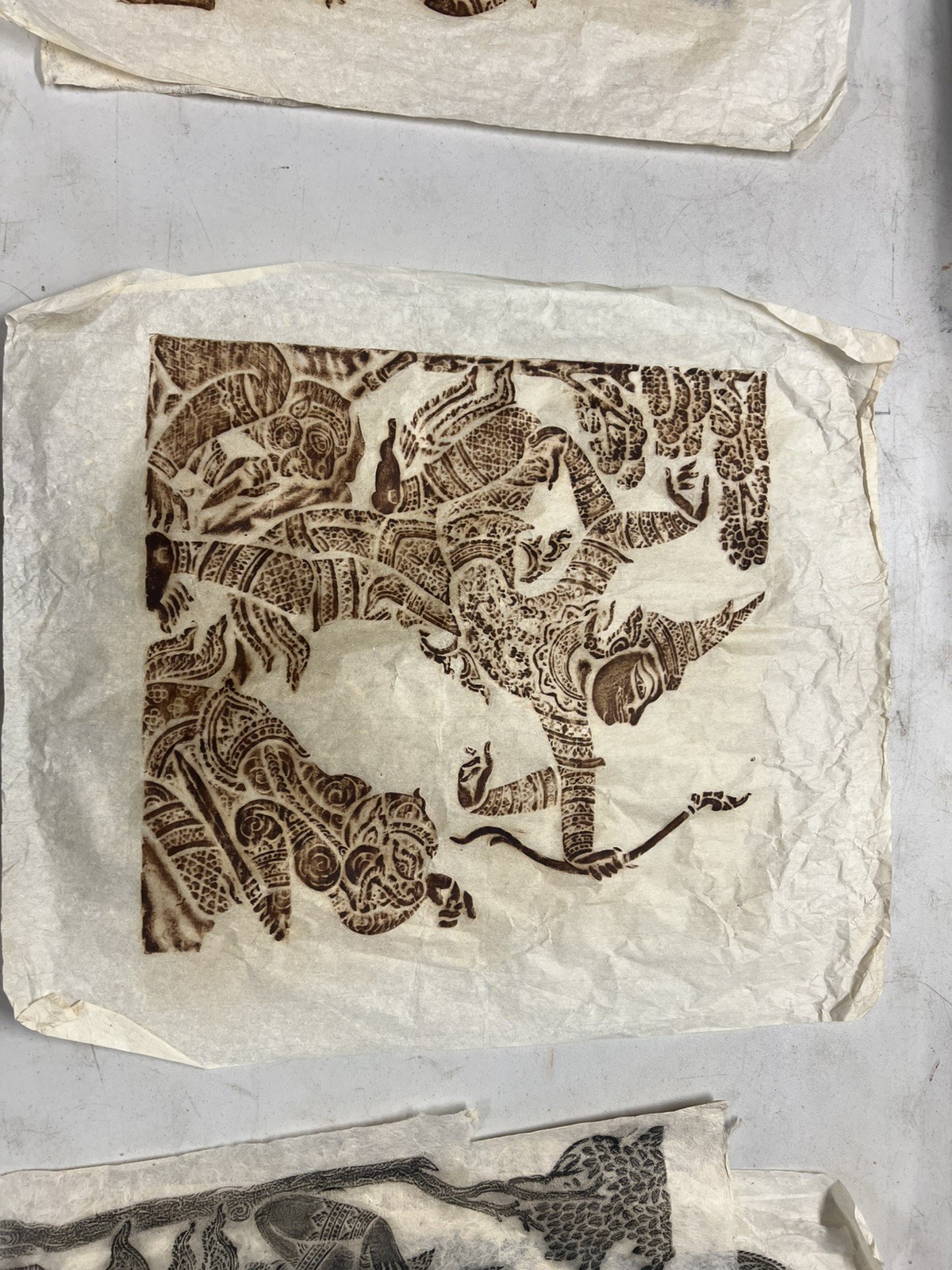 Collection of Genuine vnt Wat So Temple Rubbings Asian Rice Paper Art (lot of 6)