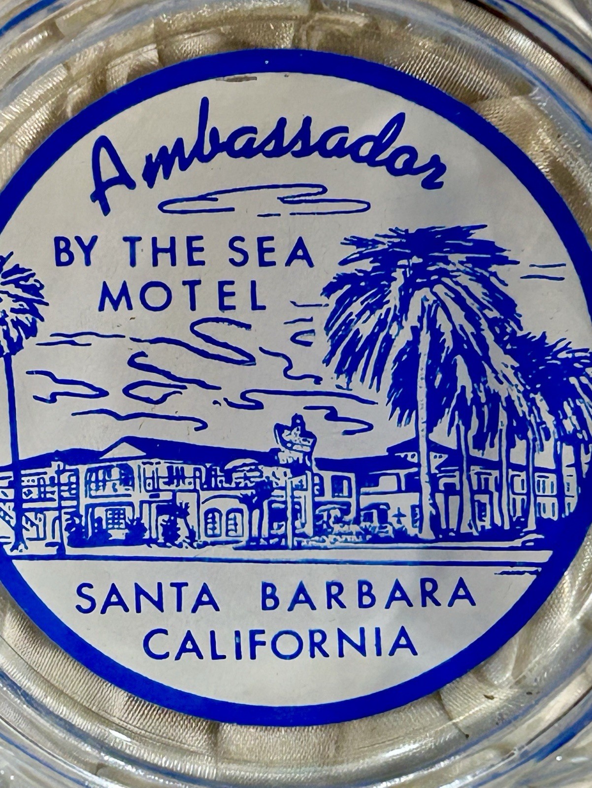 Ambassador by the Sea Motel Ashtray Santa Barbara California Vintage Glass EUC