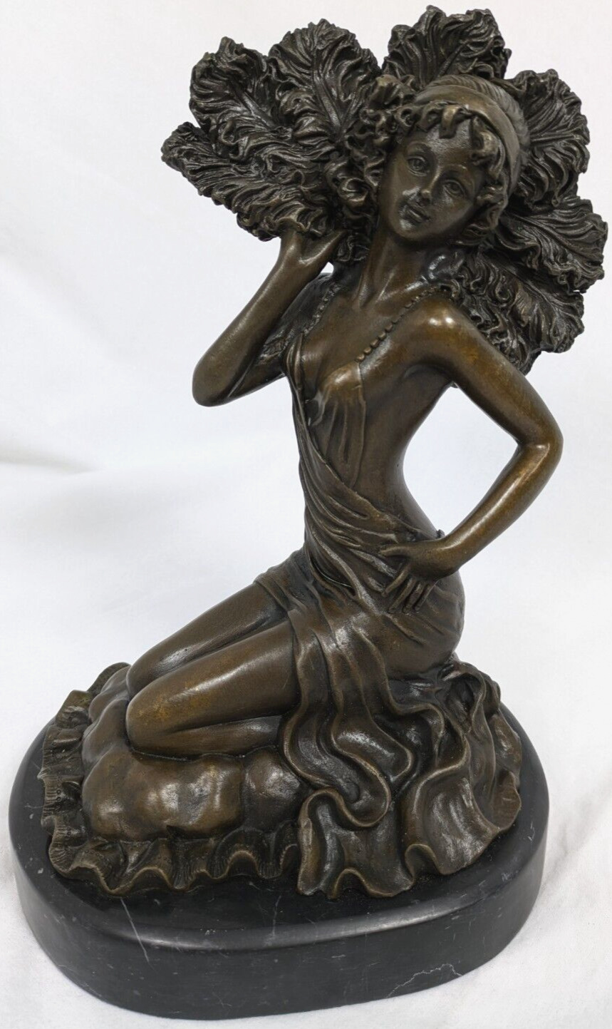 ALDO VITALEH 20s Flapper Burlesque Art Deco Bronze Woman Statue European Finery