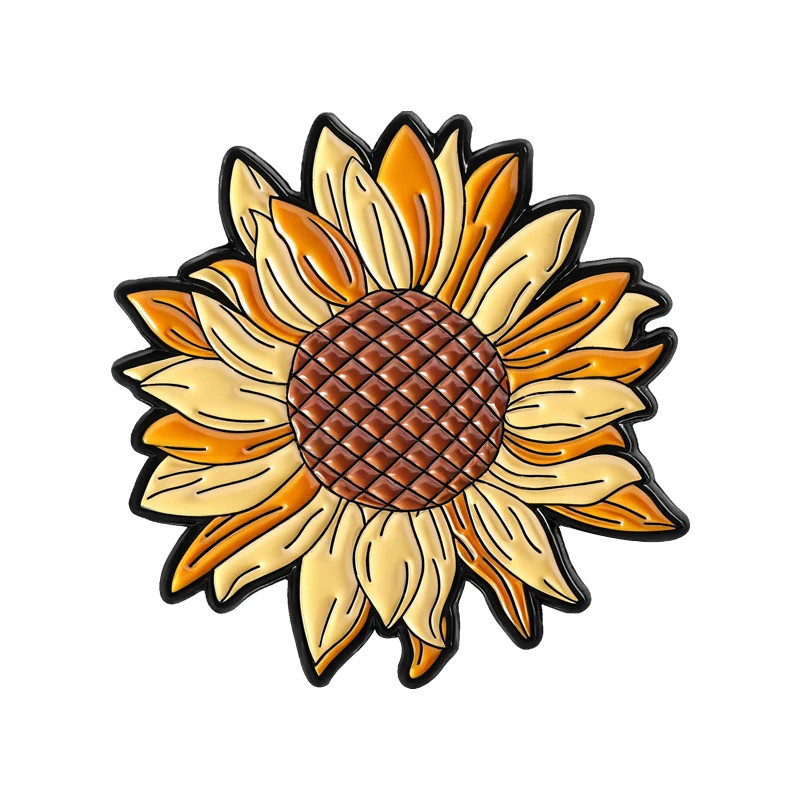 Beautiful Sunflower Enamel Pins Custom Positive Floral Brooches Lapel Badges