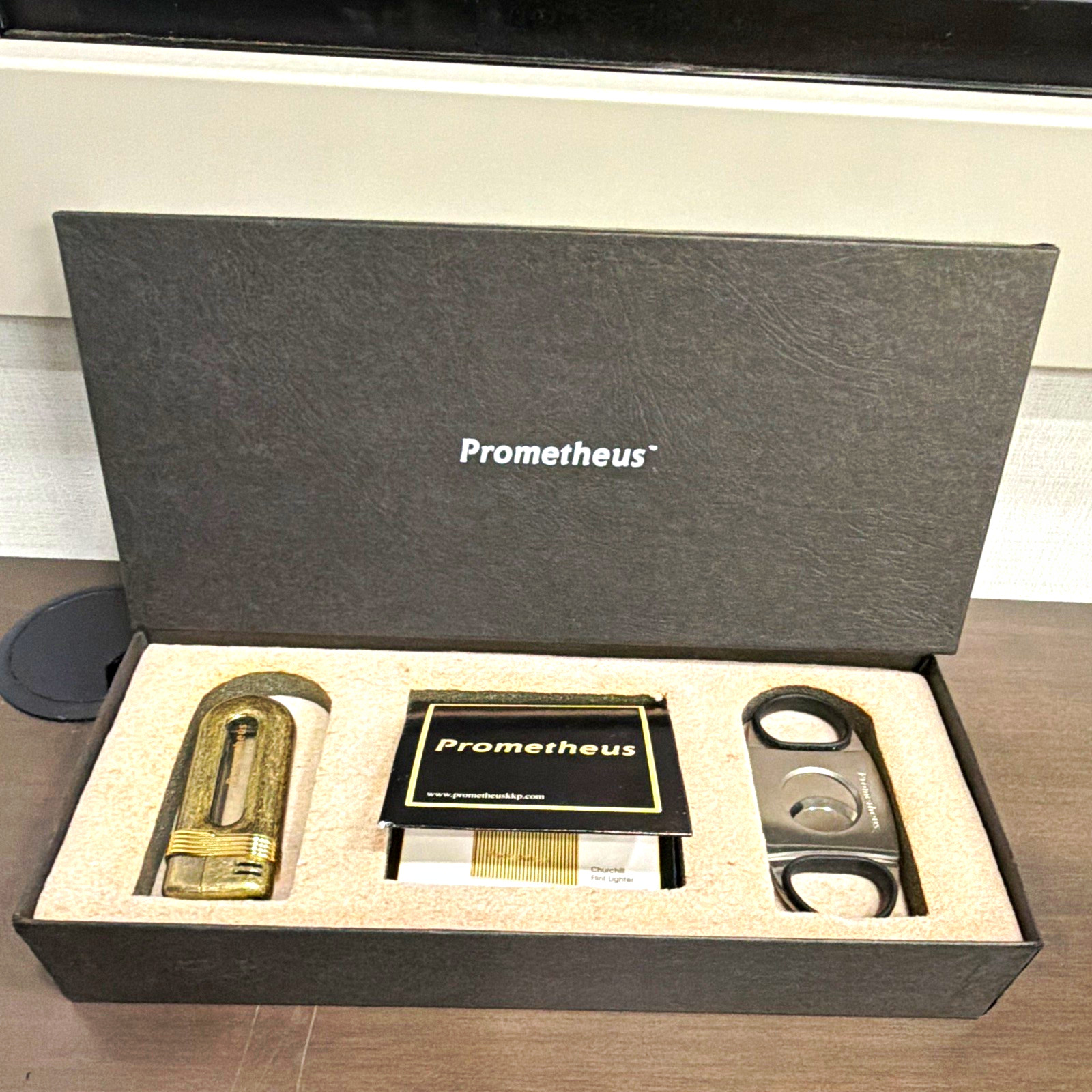 Vintage Prometheus Cigar Lighter & Double Guillotine Cutter Gift Set 