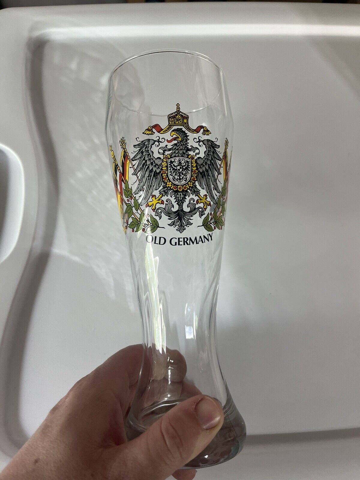 Duetschland Germany Beer Drinking Glass 9” Tall Handmade