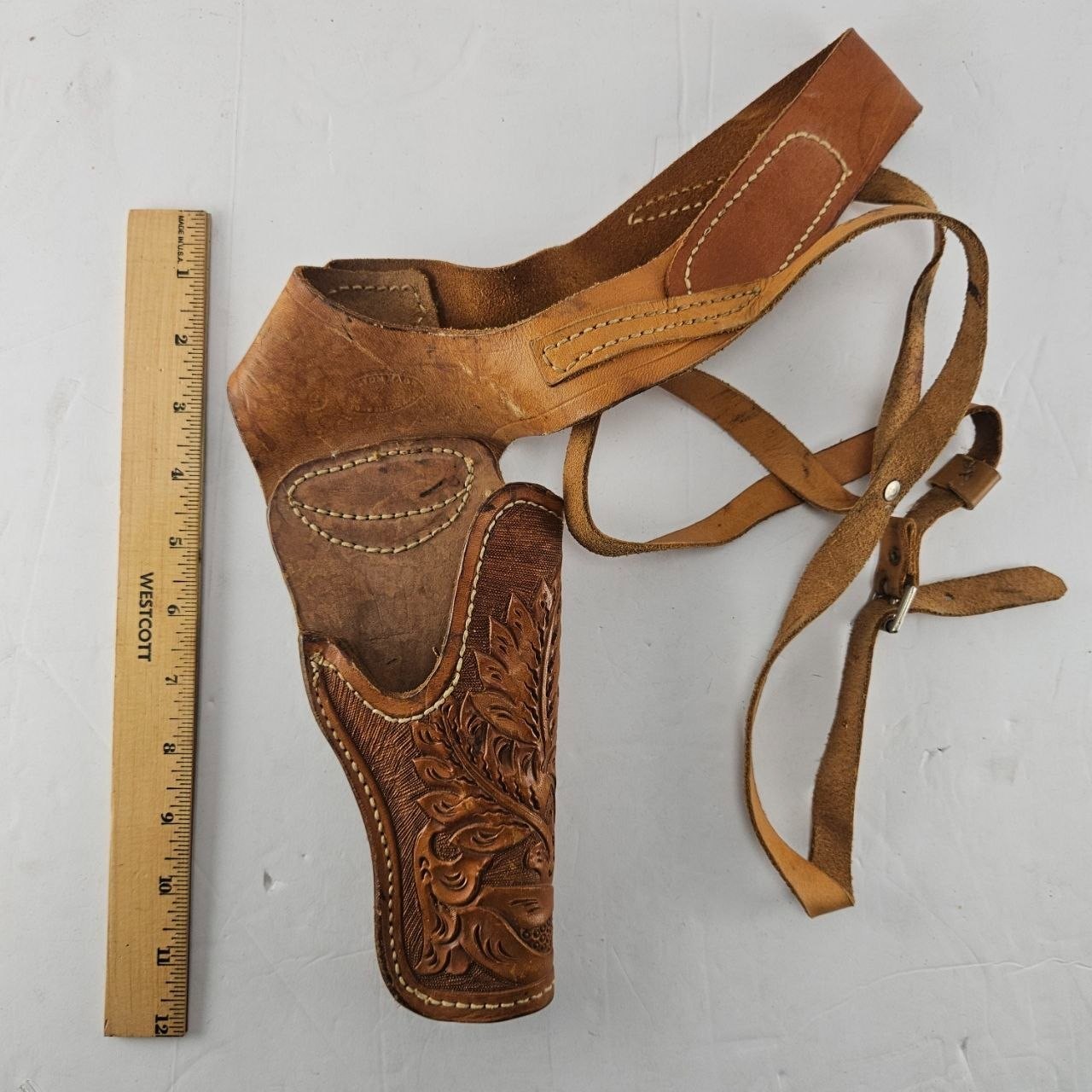 Antique J.H. Livingston Fort Smith Arkansas Tooled Leather Holster Rig Western