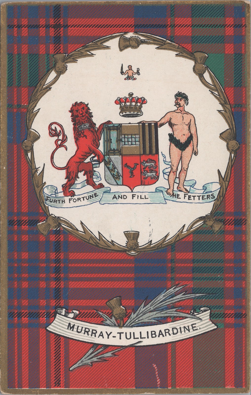 Murray-Tullibardine Scottish Clan Tartan Coat of Arms Postcard Ja-Ja Heraldic