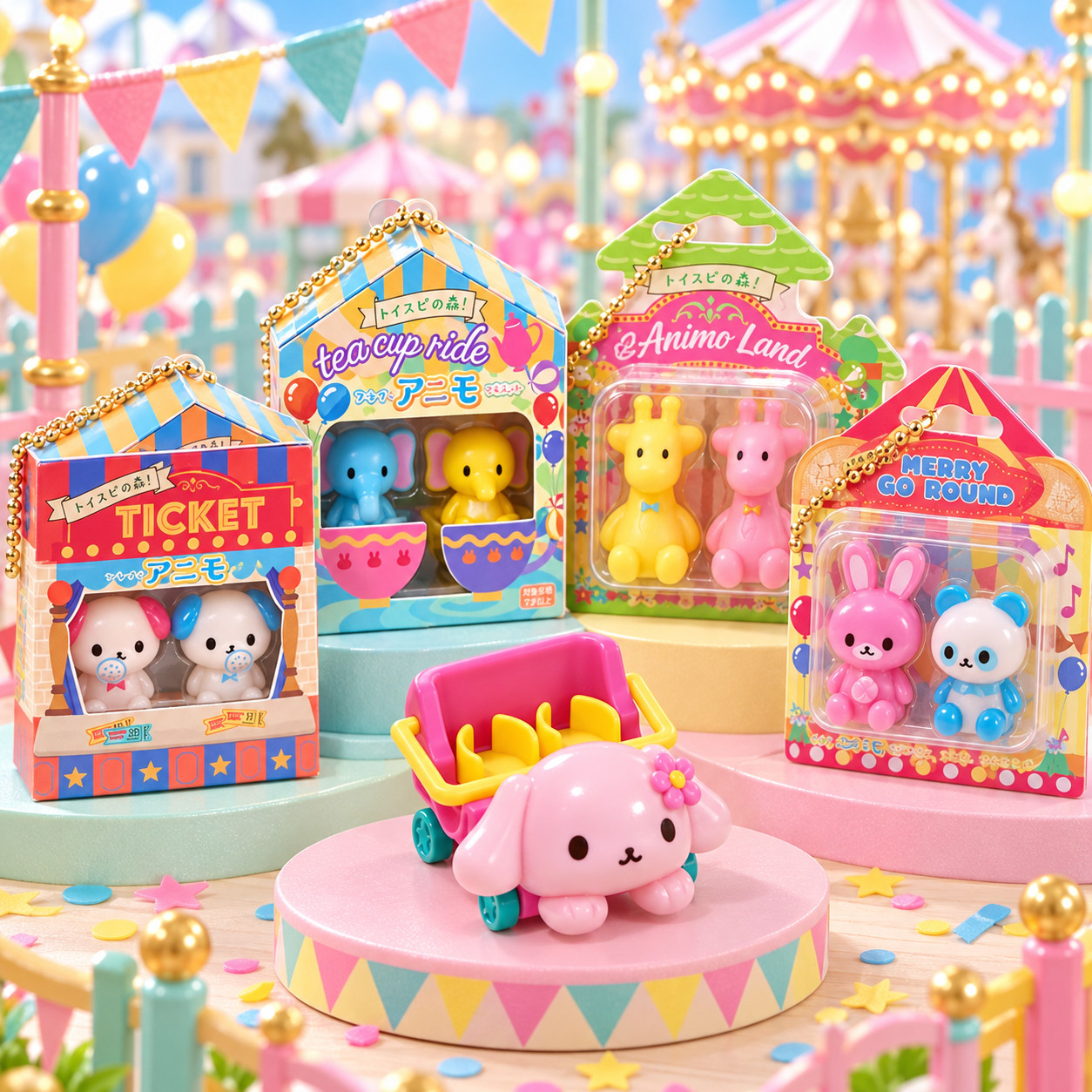 Puchi Puchi Animo Amusement Park Gashapon Keychain Charm Japan Figure 1 Random