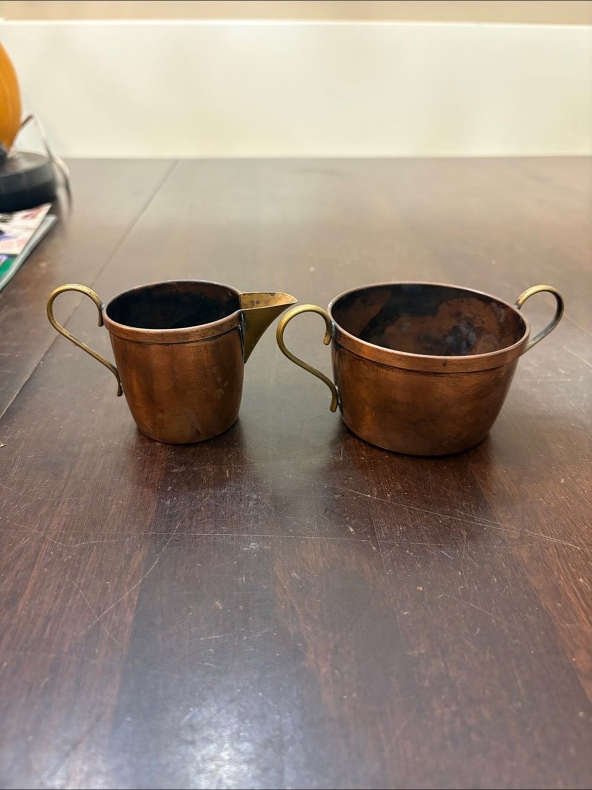 Antique Swedish Copper Creamer & Sugar Bowl  – O.H. Lagerstedt Eskilstuna
