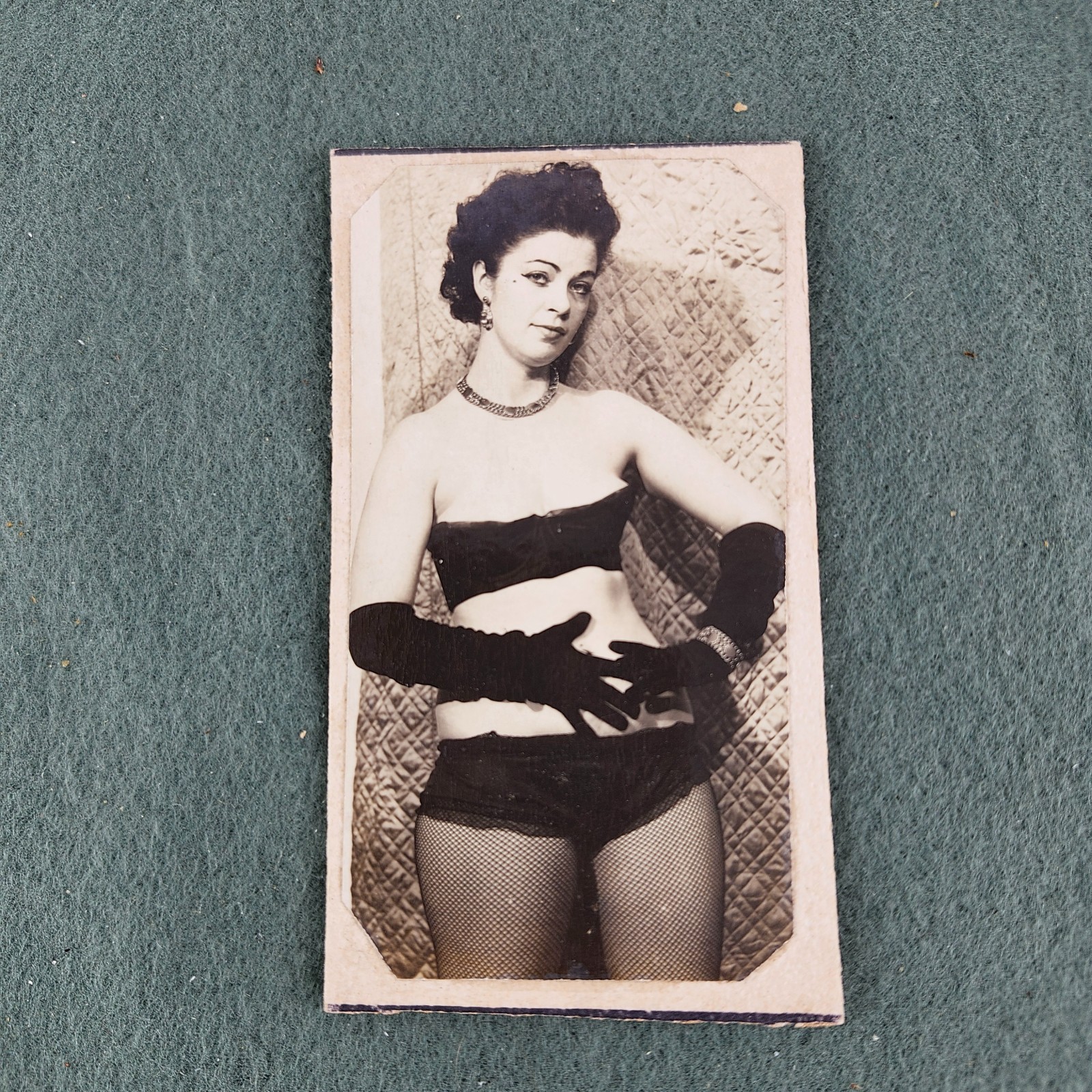 Original VTG 1940s-1950s Goth Risque 2.5x4.5 B&W Photo Rough Mount To Board