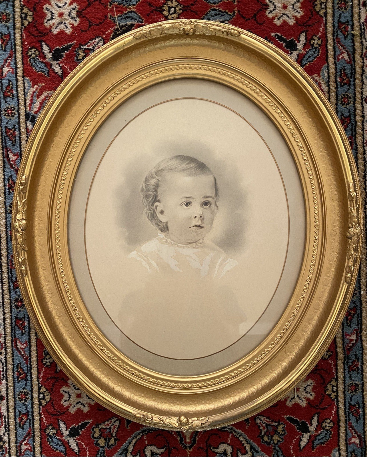 Antique Portrait PAIR Young Brother/Sister  Photos Orig Gold Frames RochesterNY 