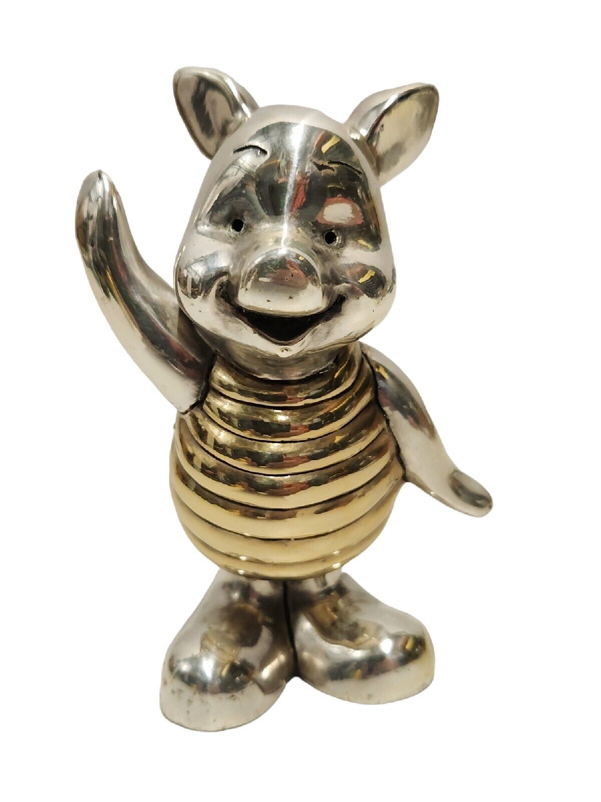 Walt Disney Sculpture D'Argenta Mexico Piglet Gold and Silver Plate 4 1/2“ Tall