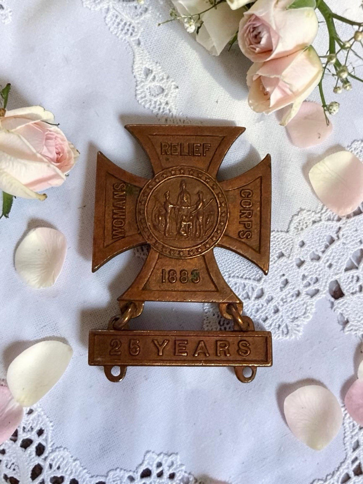 Antique Women\'s Relief Corps (WRC) Medal 1883 Maltese Cross