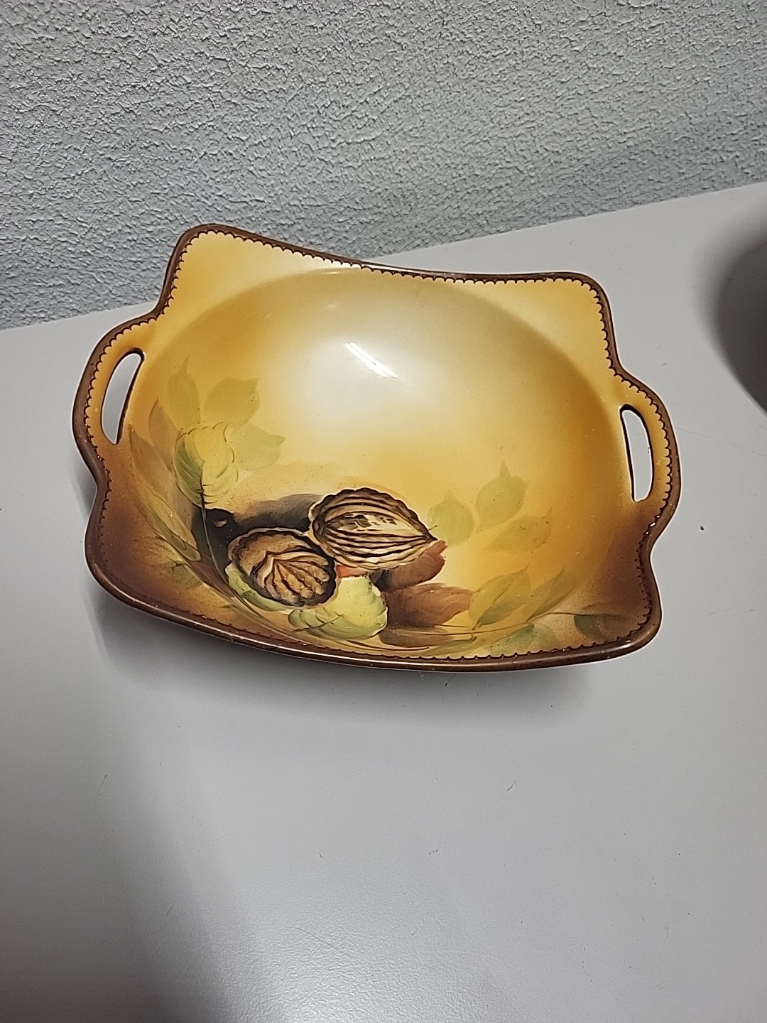 NORITAKE Morimura Hand Painted Bowl With Handles Walnuts ca 1911-21 Nagoya