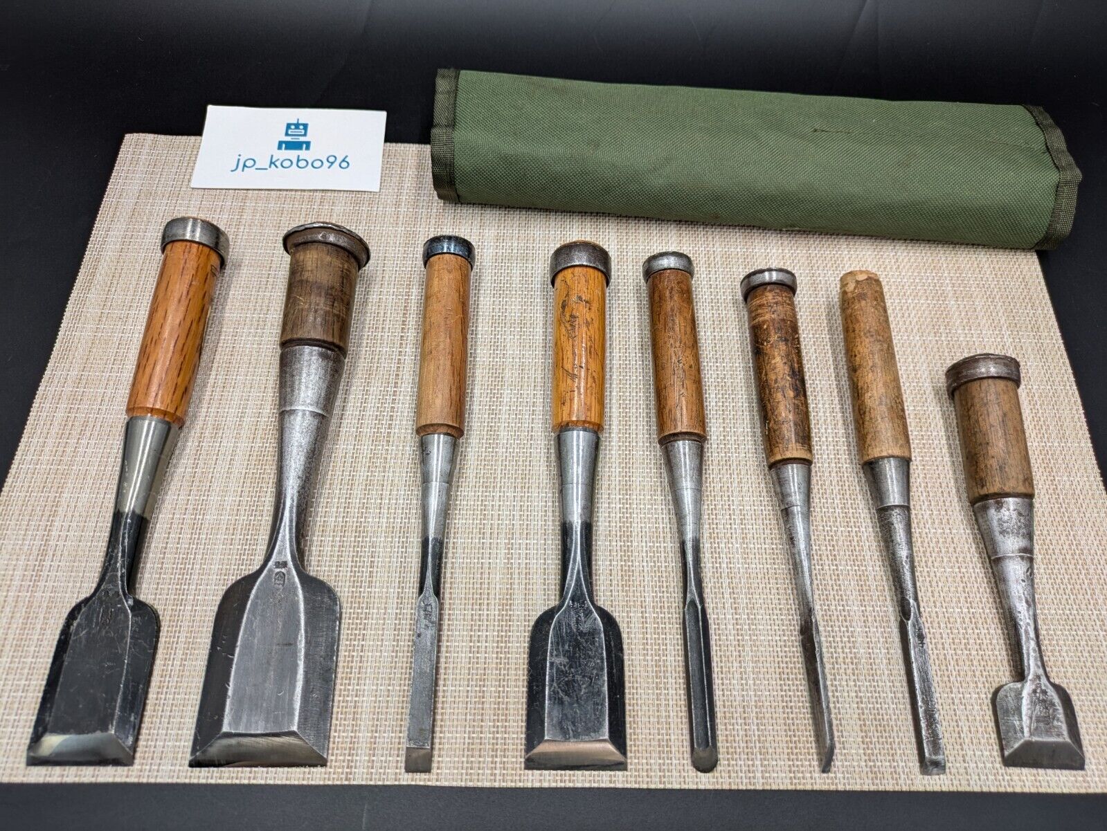 Japanese Chisel Nomi Carpenter Tool Set of 8 Hand Tool wood working #1387