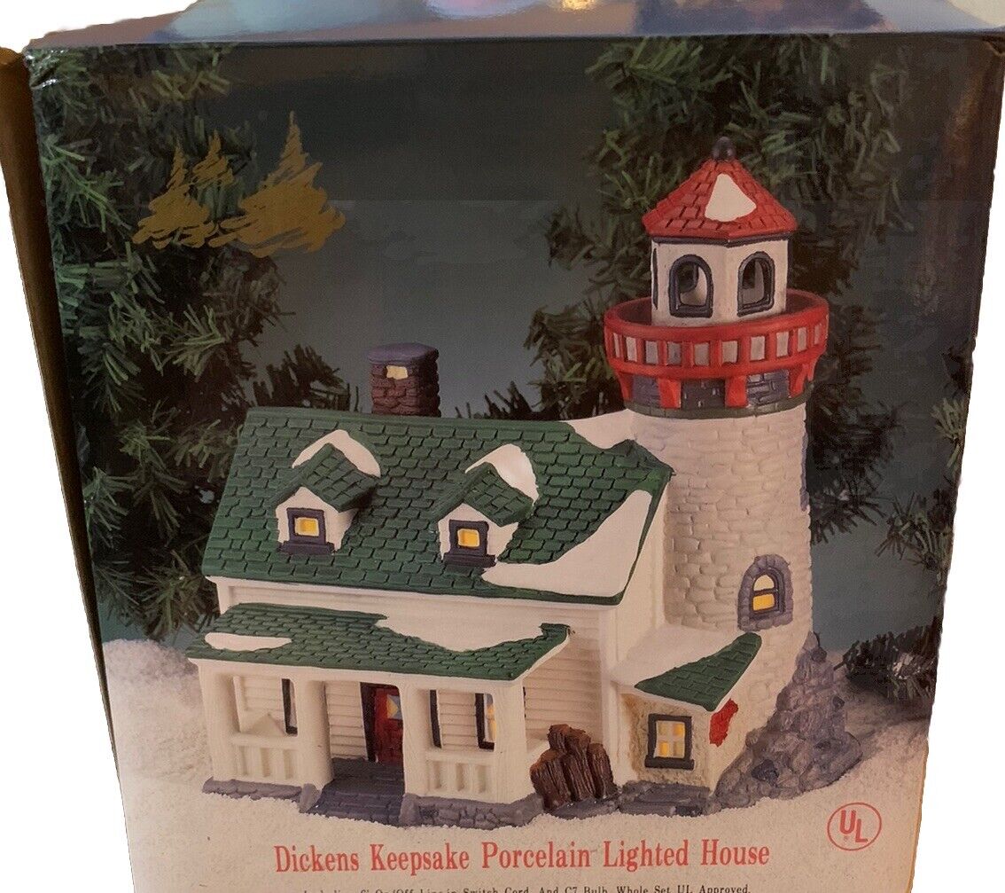 Vintage Dickens Lighthouse Keepsake Christmas Village Porcelain Lighted House