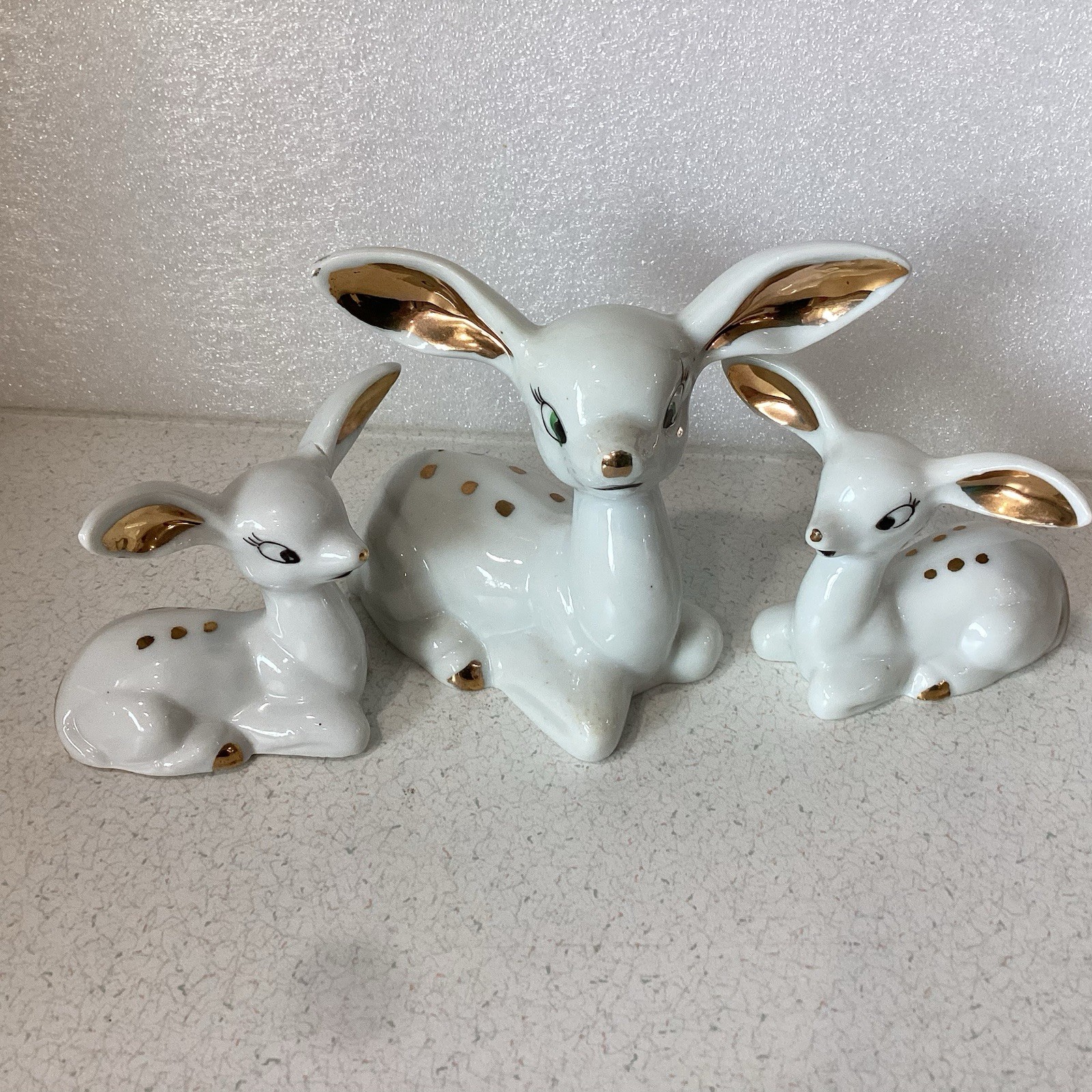 Vintage MCM Rossini Japan Kitsch Deer 1 Doe And 2 Fawns Porcelain Figurines Vintage MCM Rossini Japan Kitsch Deer 1 Doe And 2 Fawns Porcelain Figurines