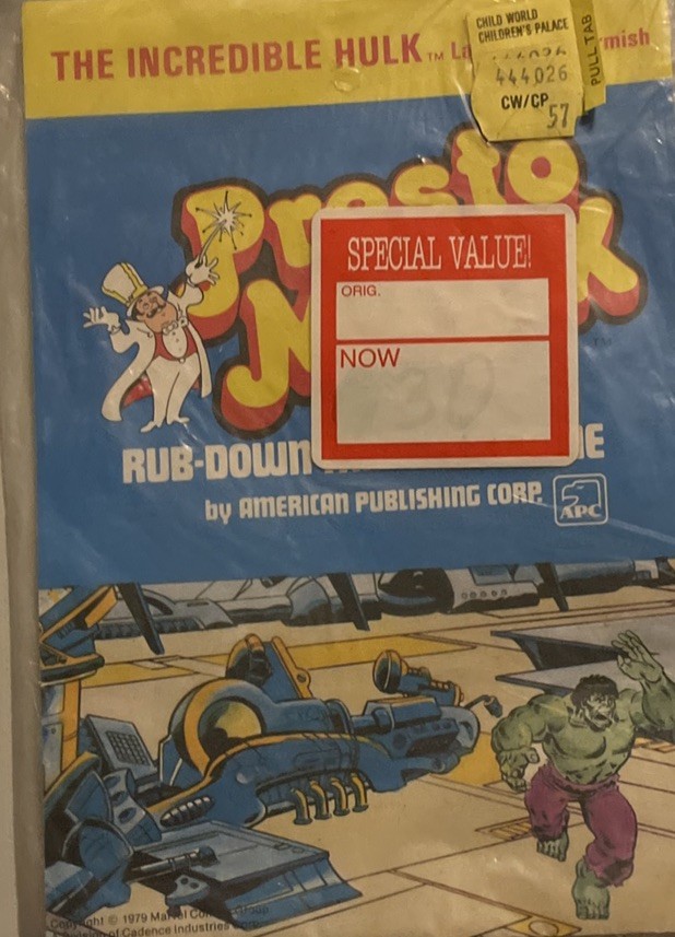 Vintage Incredible Hulk Presto Magix 1980 Rampage On Main Street.  SEALED. RARE