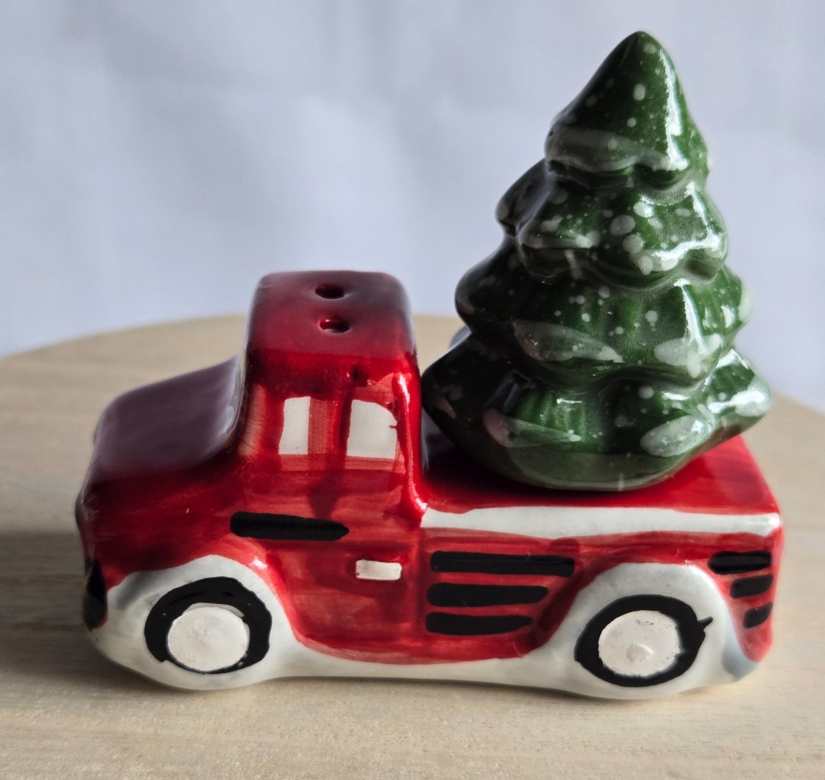Pier One Christmas RED TRUCK & CHRISTMAS TREE Salt And Pepper Shakers