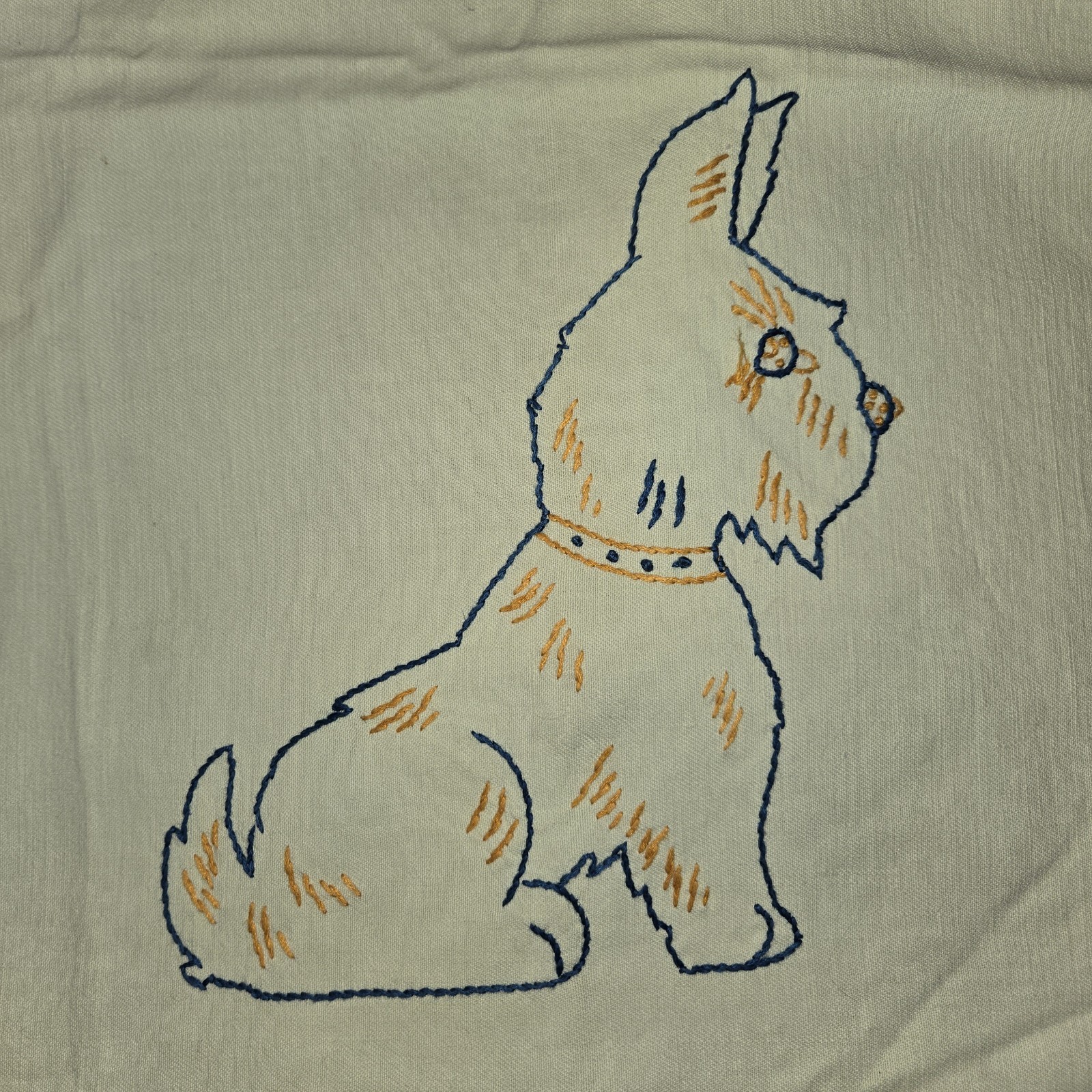 Scottie Dog Mint Green Embroidered Table Cloth, 36\