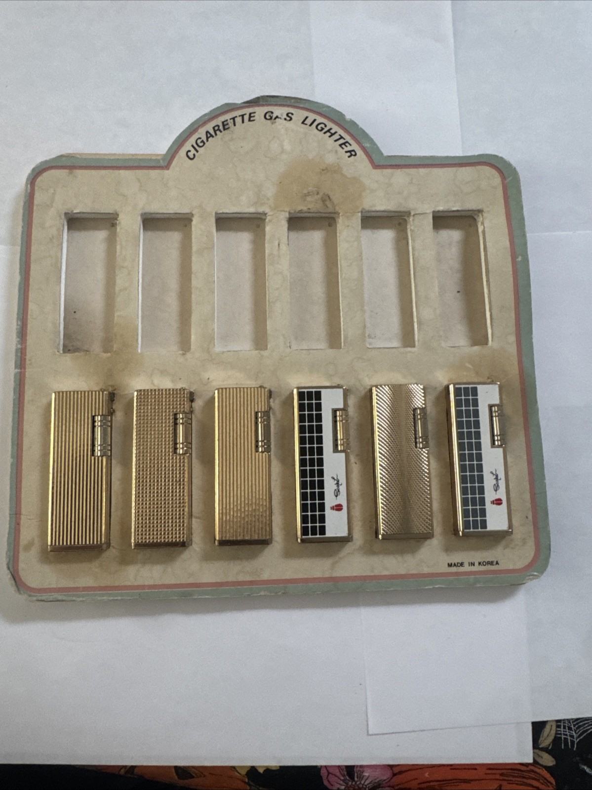 Vintage Gas Lighter Display With 6 EMPTY Lighters