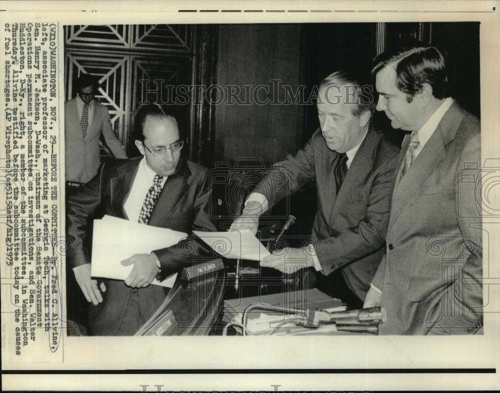1973 Press Photo Dr. Fred C. Allvine , Sen. Henry M. Jackson & Sen. W Huddleston