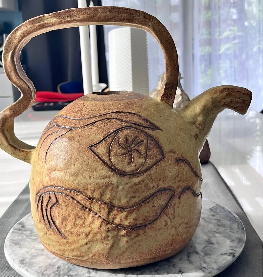 MCM primitive abstract-brutalist elephant pottery teapot MCM primitive abstract-brutalist elephant pottery teapot