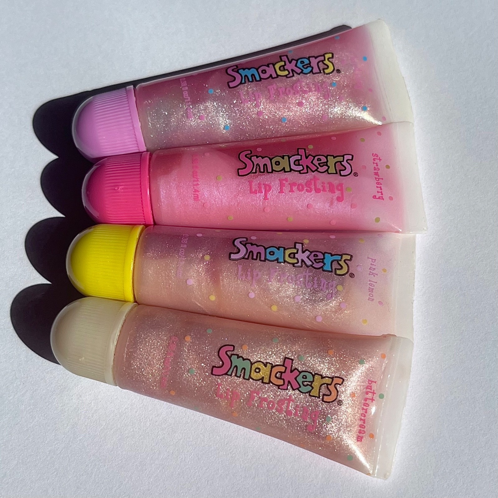Bonne Bell Smackers Lip Frosting Vtg Lot of 4 Birthday Pink Lemon Strawberry +