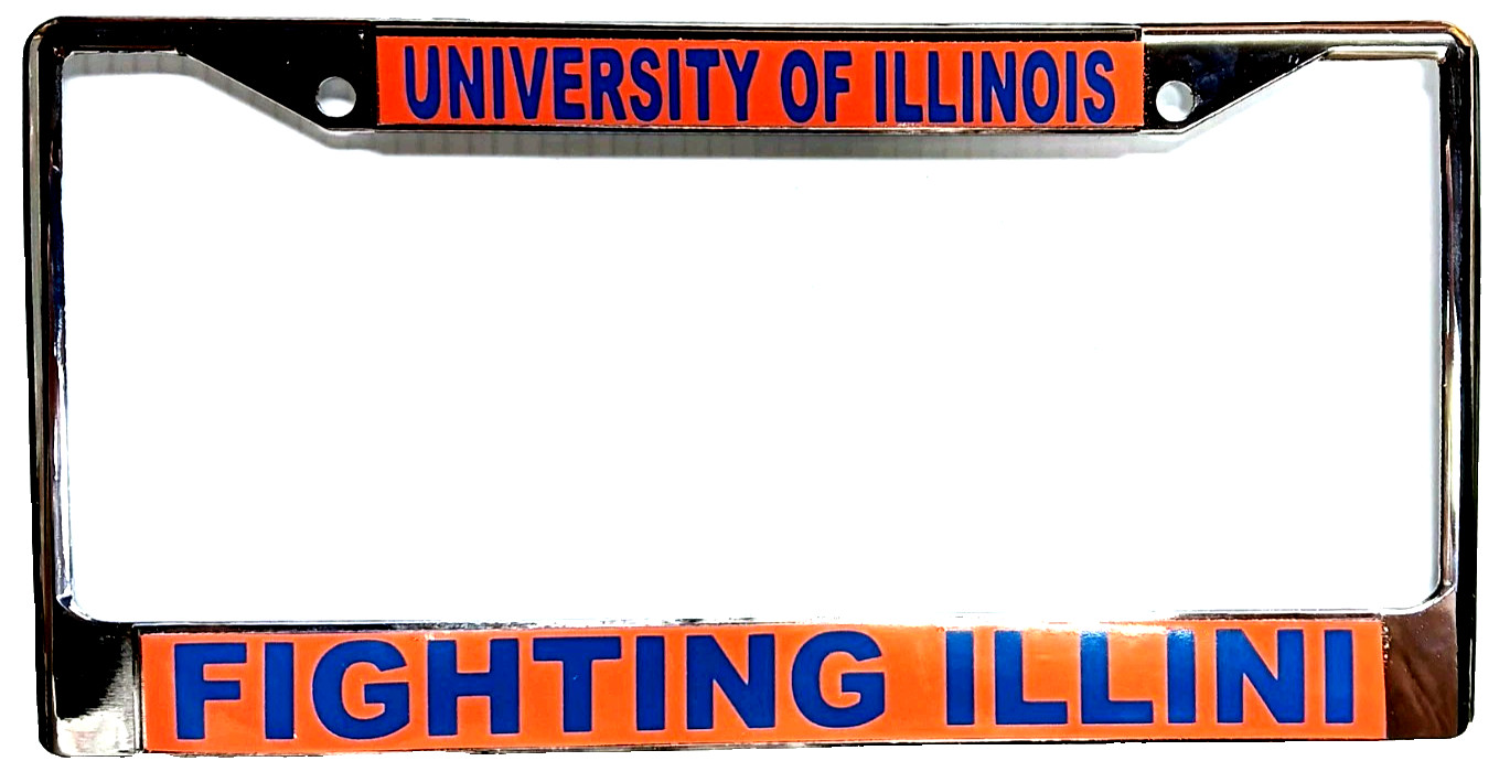 UNIVERSITY OF ILLINOIS/FIGHTING ILLINI-College License Plate Frame, Chrome-