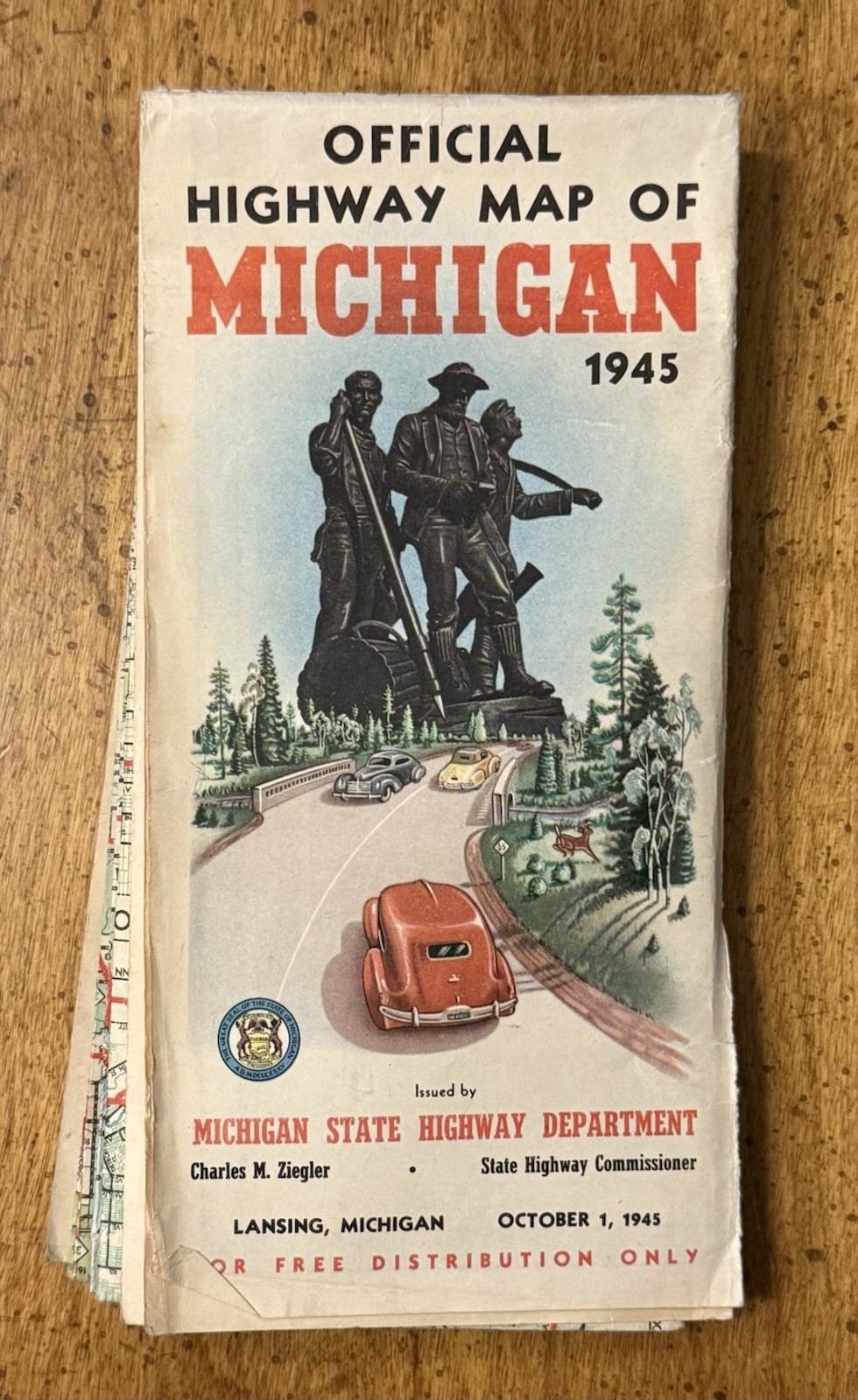 VINTAGE 1945 Official Highway Map Of Michigan State Highway Department VINTAGE 1945 Official Highway Map Of Michigan State Highway Department
