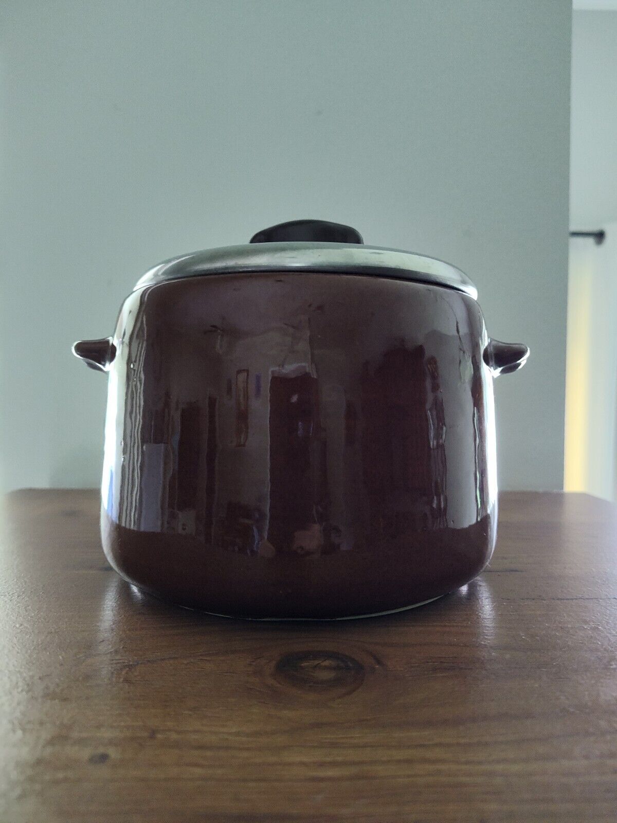 West Bend Vintage Bean Pot Crock Brown/Lid Glazed Stoneware USA Pottery 1950’s